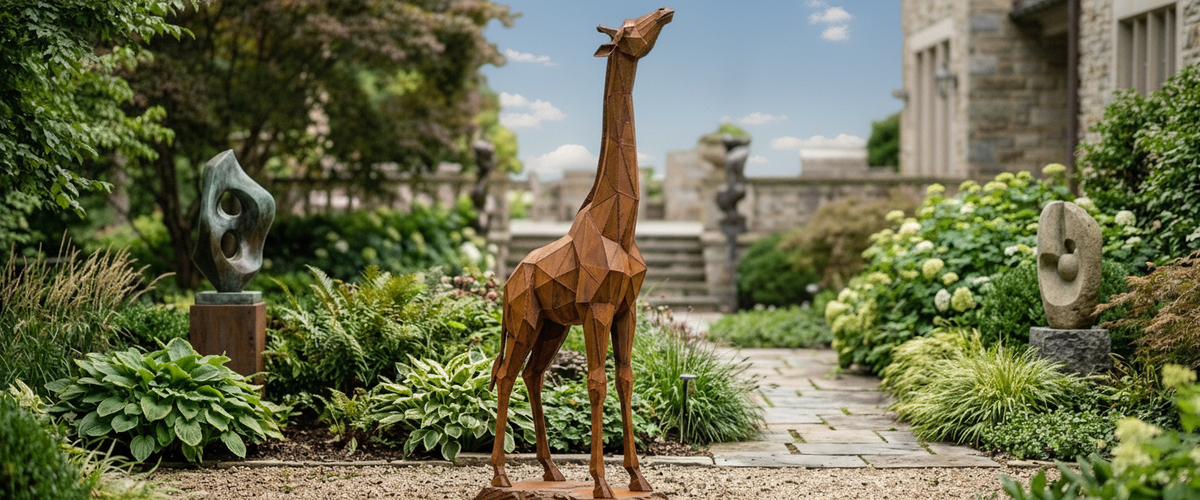 A Giraffe Garden Sculpture Needs Sky Behind It, Not a Hedge - giraffe garden sculpture