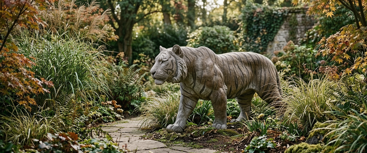 A Tiger Garden Statue Needs Cover, Not a Lawn - tiger garden statue