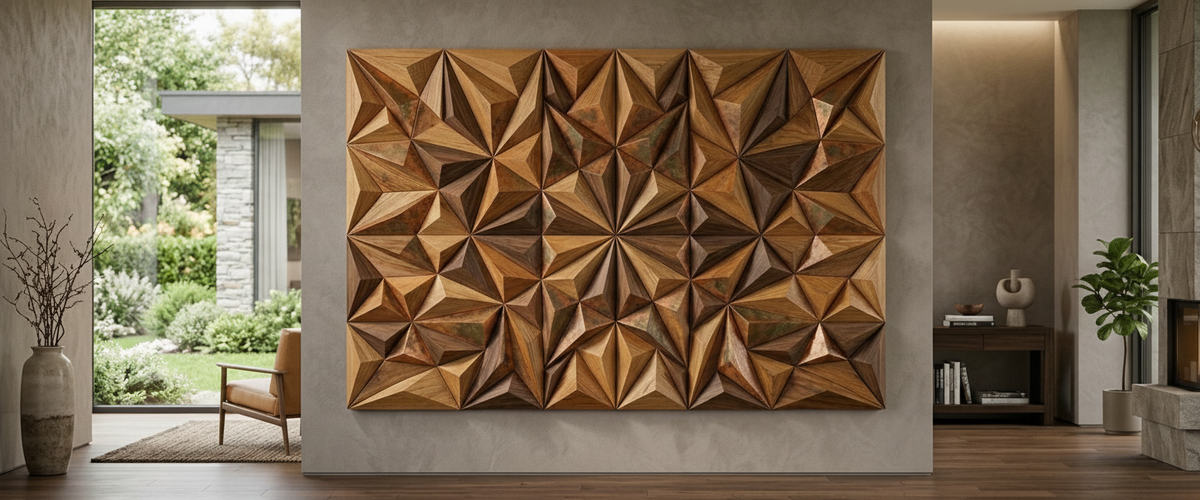 Geometric Wood Wall Art: How to Place It so the Room Actually Works - geometric wood wall art