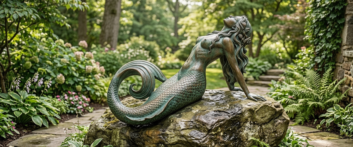 How to Place a Large Bronze Mermaid Statue so It Reads Like Art - large bronze mermaid statue