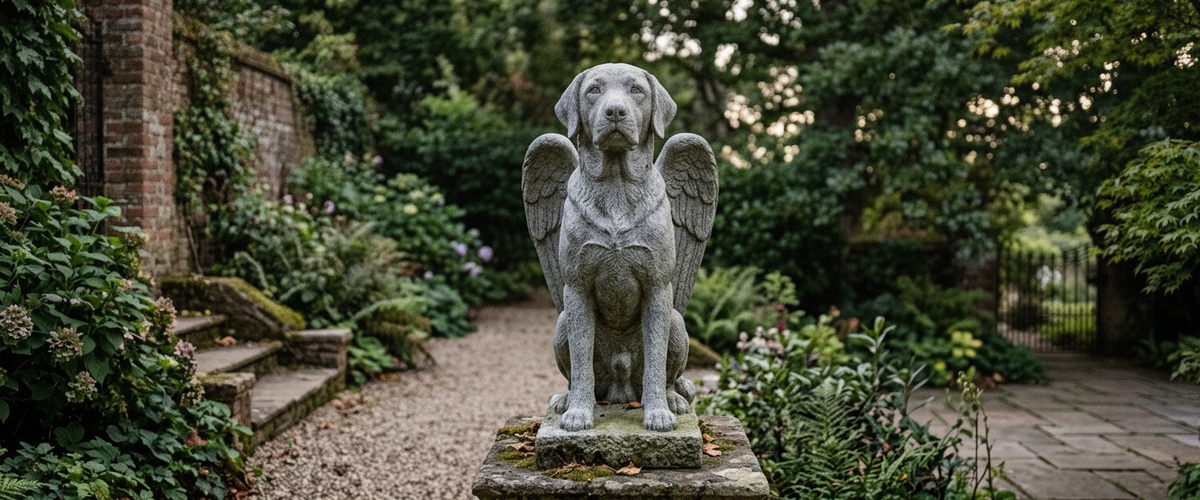 Dog Angel Granite Statues: The Wings Are Where It Goes Wrong - dog angel granite statues