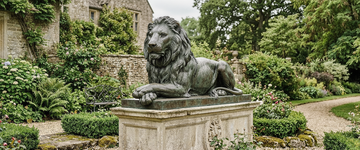 Recumbent Beats Rampant: How to Site Sleeping Lion Garden Statues - sleeping lion garden statues