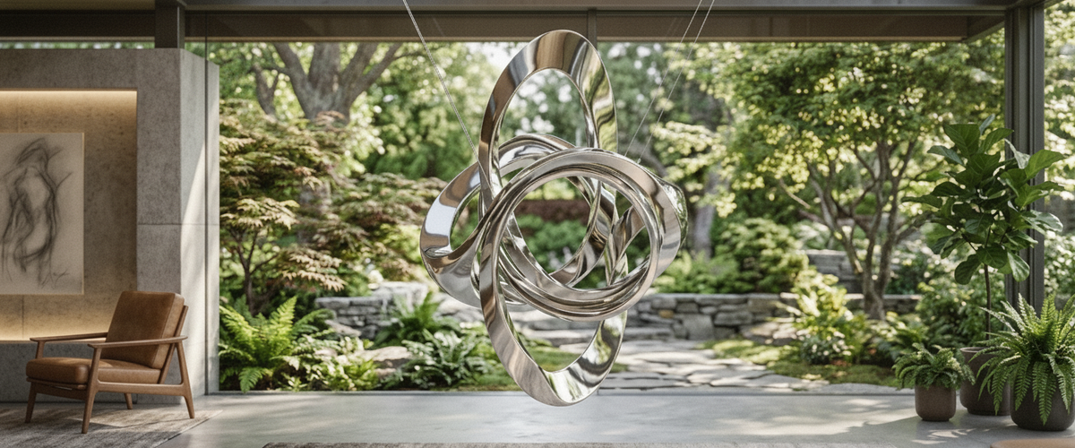 The Ceiling Is Half the Artwork: Buying an Indoor Hanging Reflective Sculpture - indoor hanging reflective sculpture