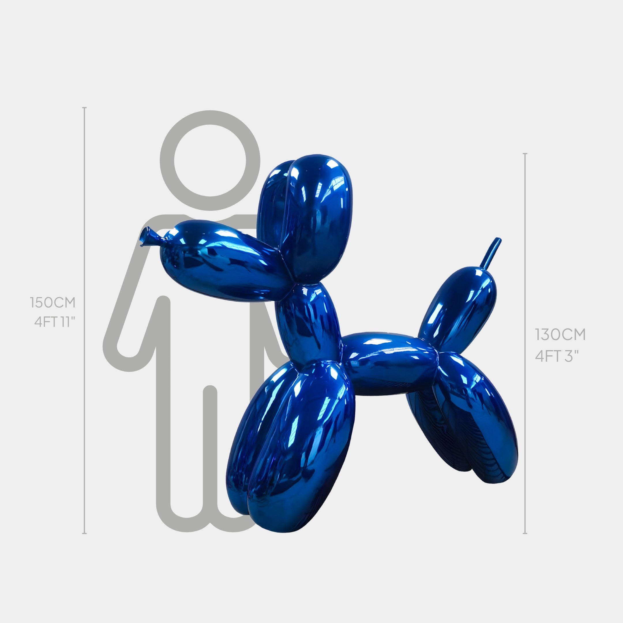 Ocean Blue Balloon Dog Sculpture - 130cm