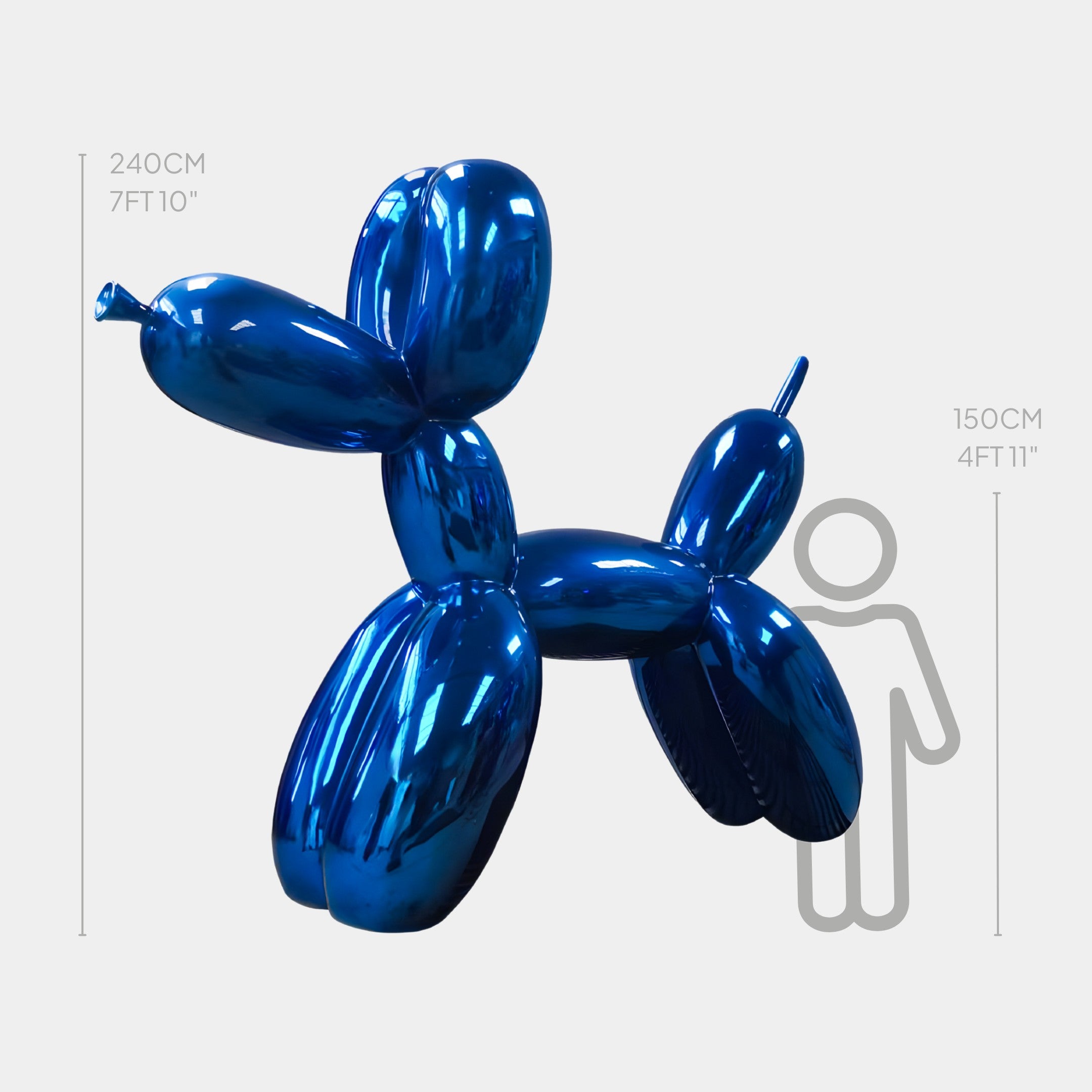 Ocean Blue Balloon Dog Sculpture - 240cm