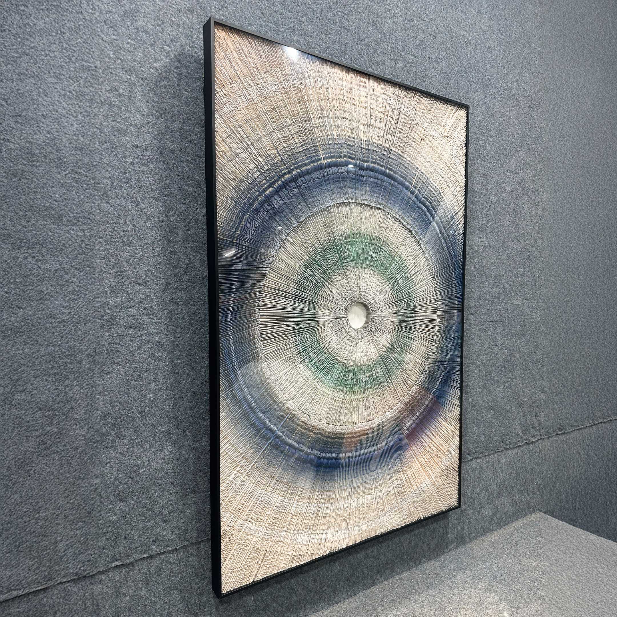 Auralis Blue Gradient Concentric Circular Cardboard Craft Wall Art