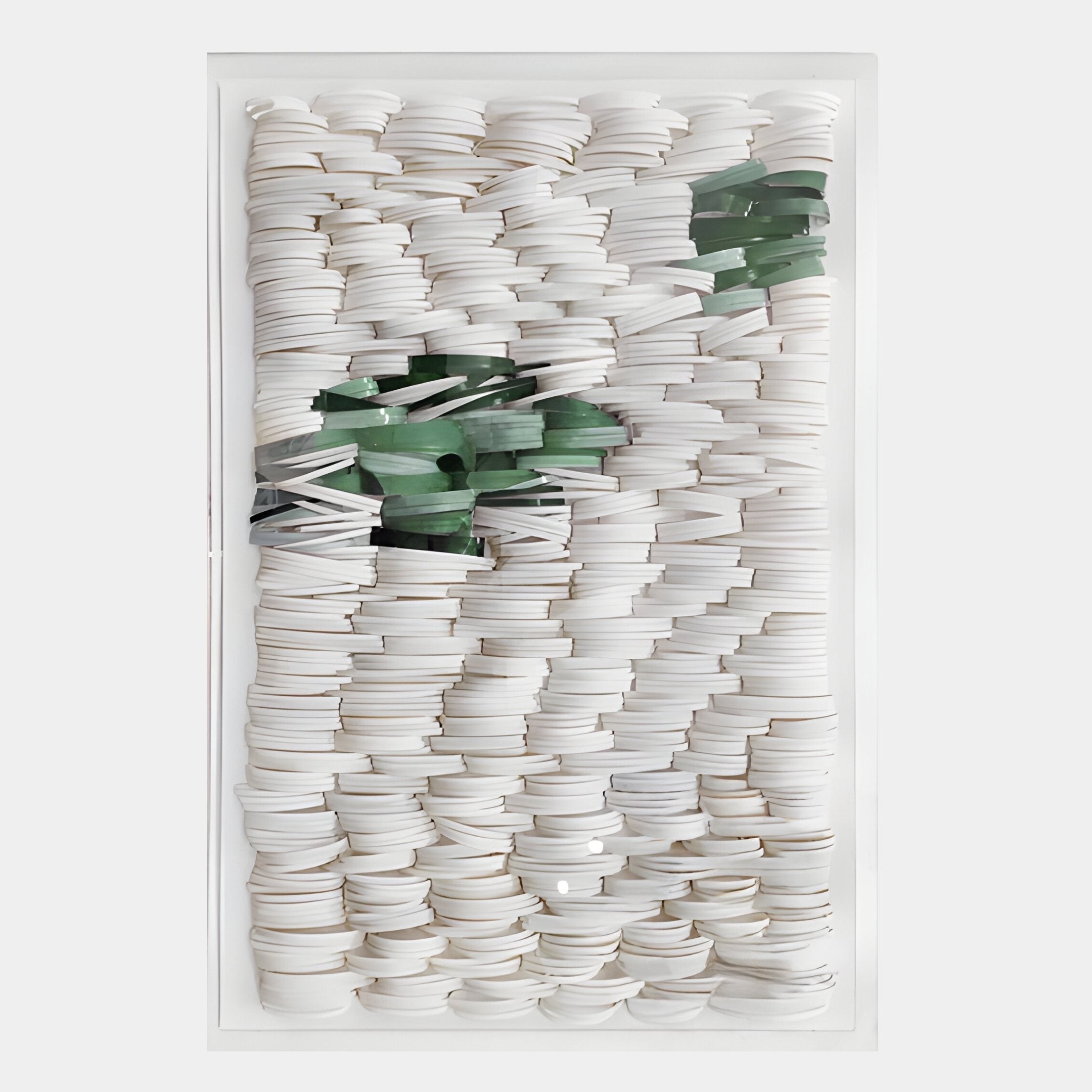Monovista Frost White & Emerald Green Acrylic Box 3D Paper Wall Art