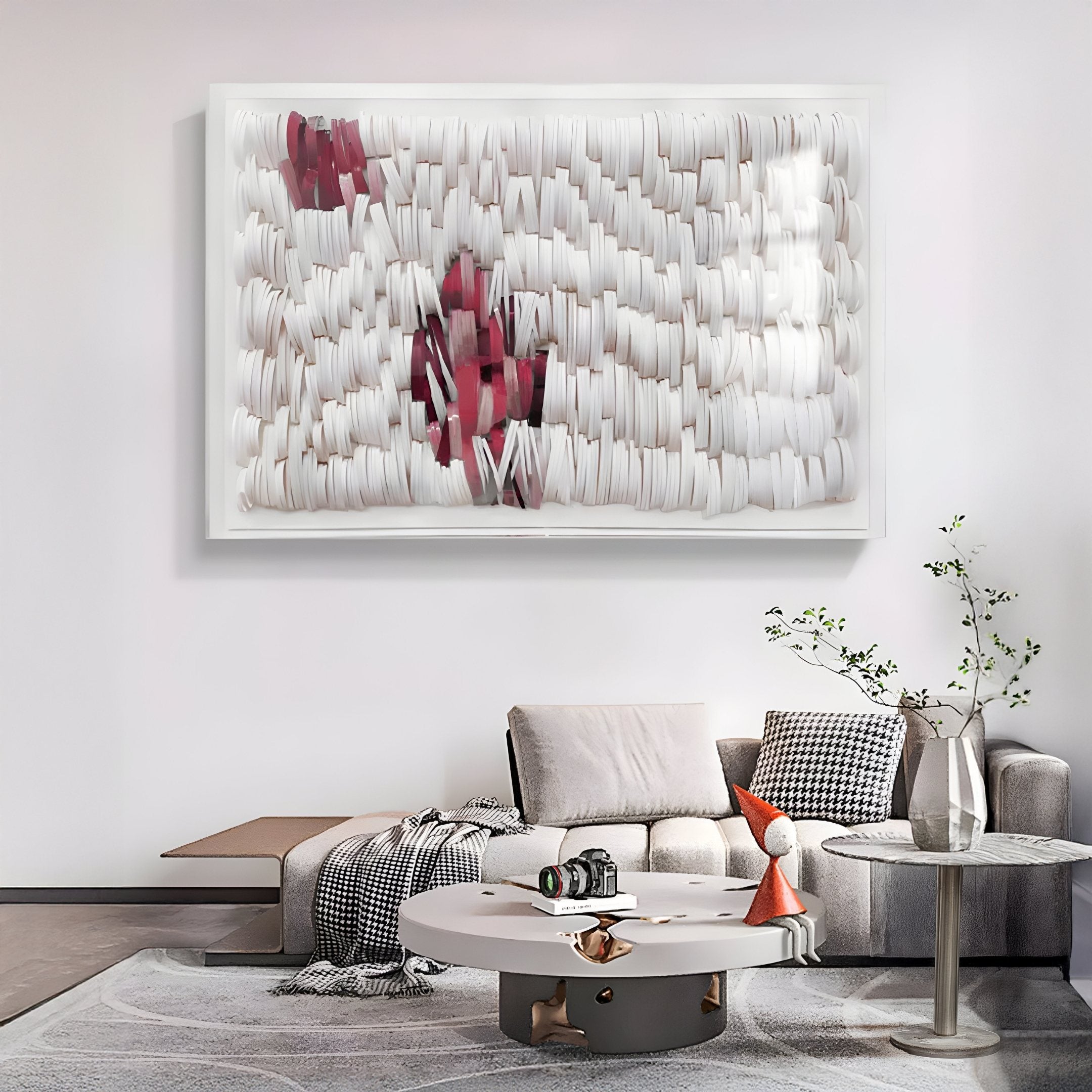 Monovista Frost White & Burgundy Red Acrylic Box 3D Paper Wall Art