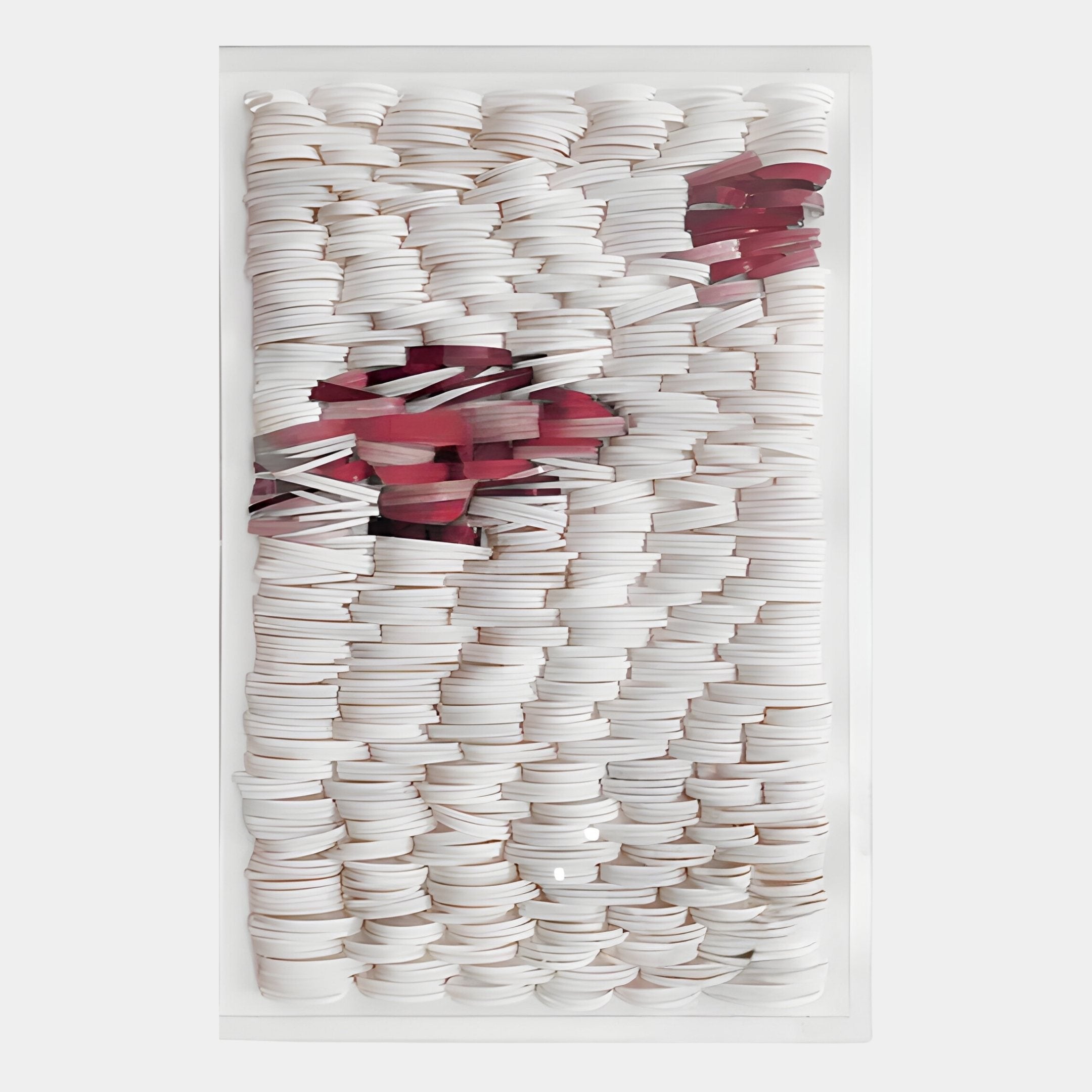 Monovista Frost White & Burgundy Red Acrylic Box 3D Paper Wall Art