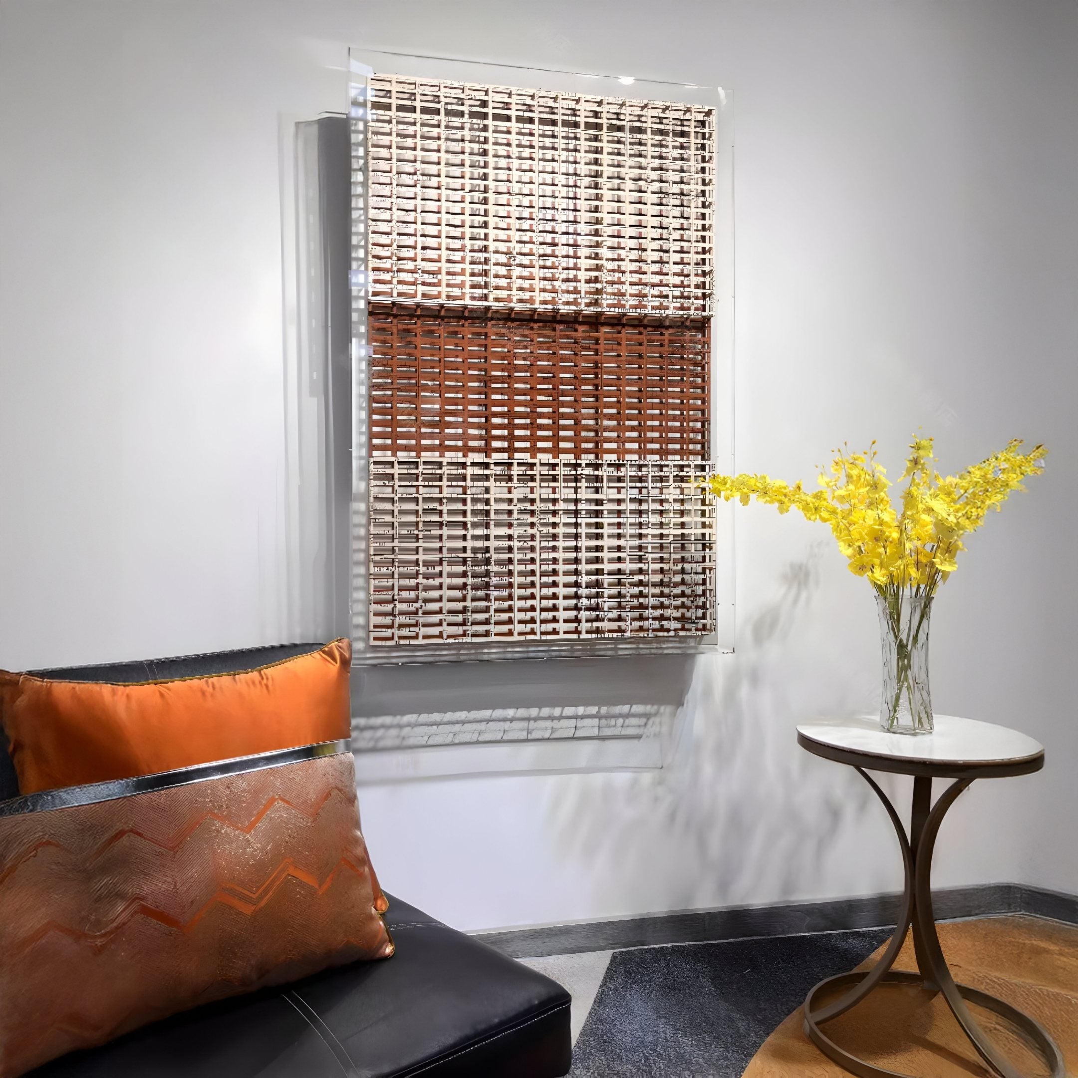 Artisana Natural Brown & Beige Grid 3D Paper Wall Art