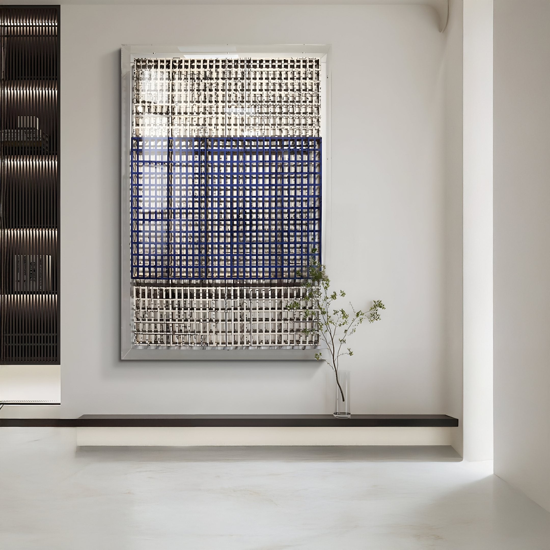 Artisana Navy Blue & Beige Grid 3D Paper Wall Art