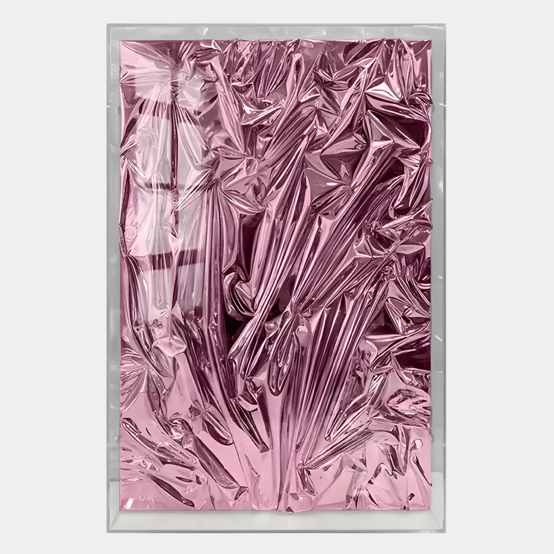 Metallique Pink Silver Crinkle Texture Leather 3D Wall Art
