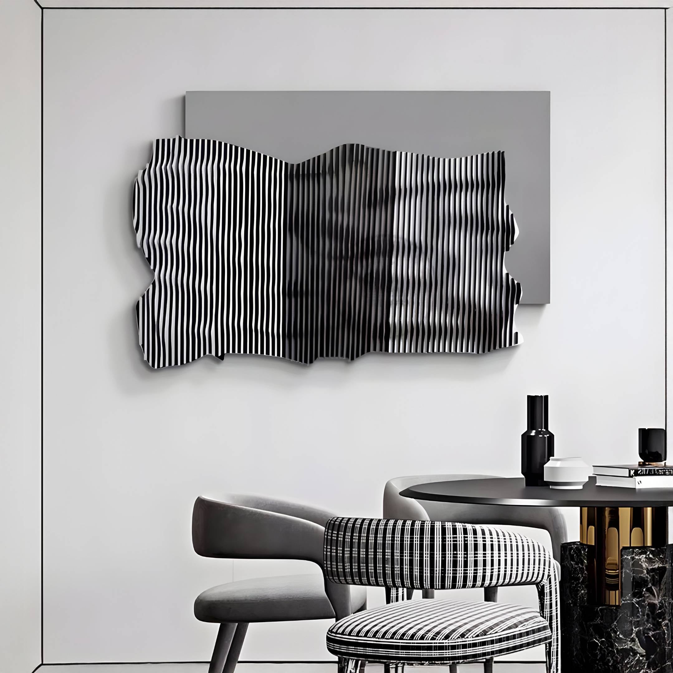 Strialux Flow Veil Grey Leather & Acrylic 3D Wall Art