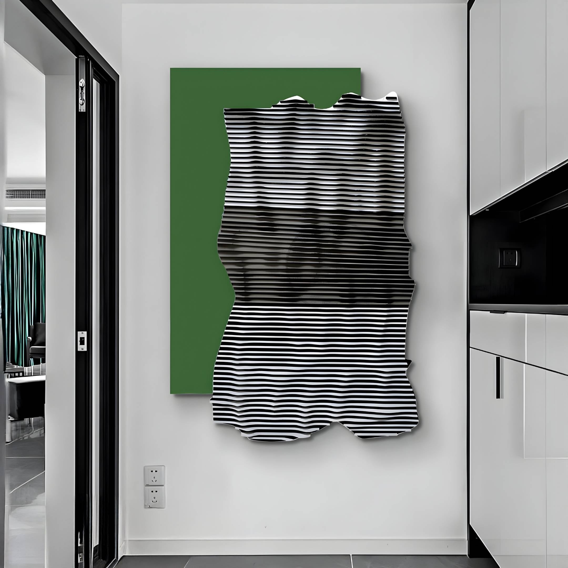 Strialux Flow Veil Green Leather & Acrylic 3D Wall Art