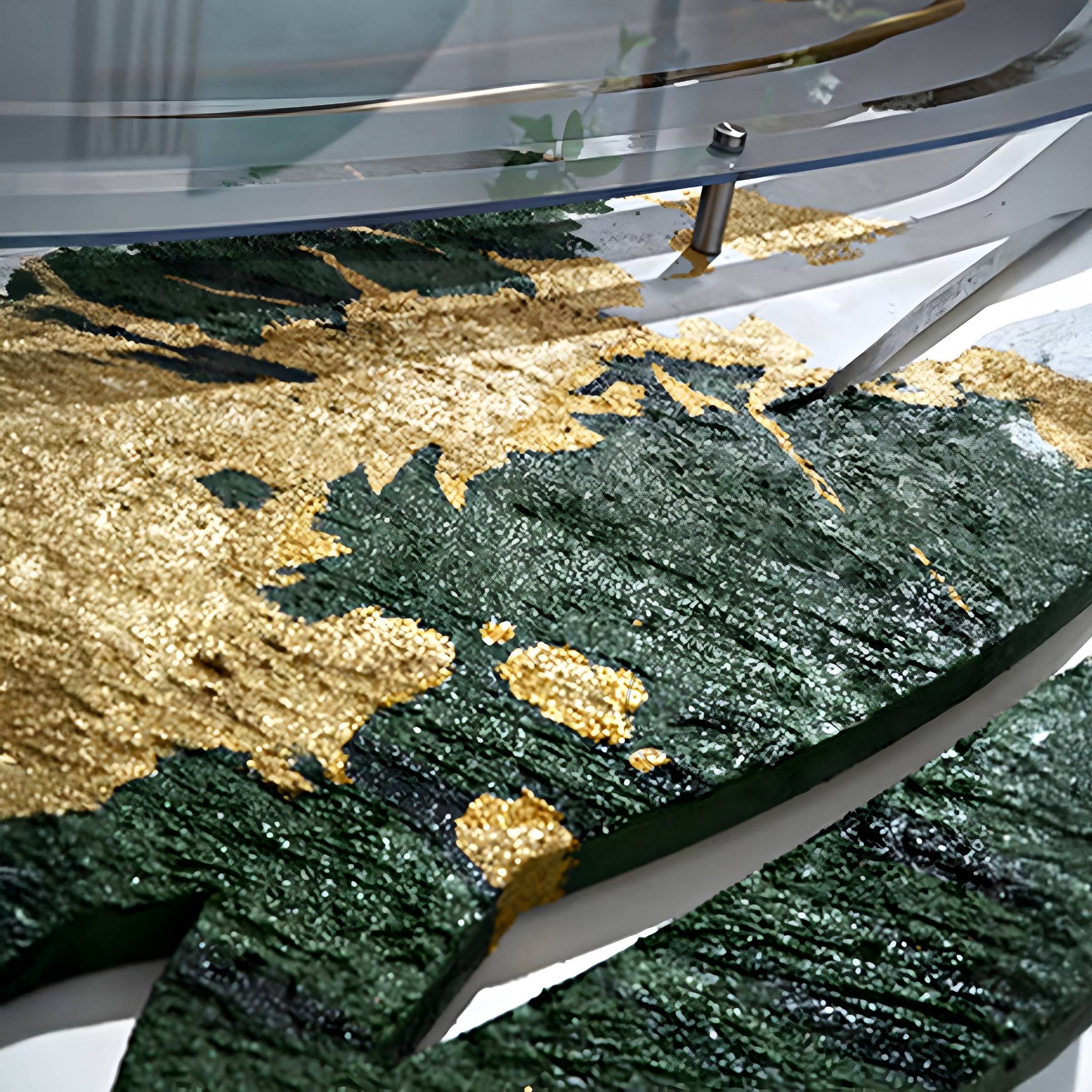 Aerava Emerald & Gold Sculptural Acrylic 3D Wall Art