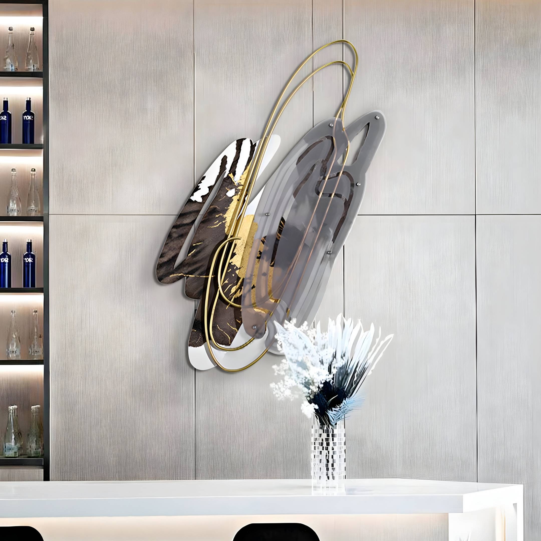 Aerava Monochrome & Gold Sculptural Acrylic 3D Wall Art