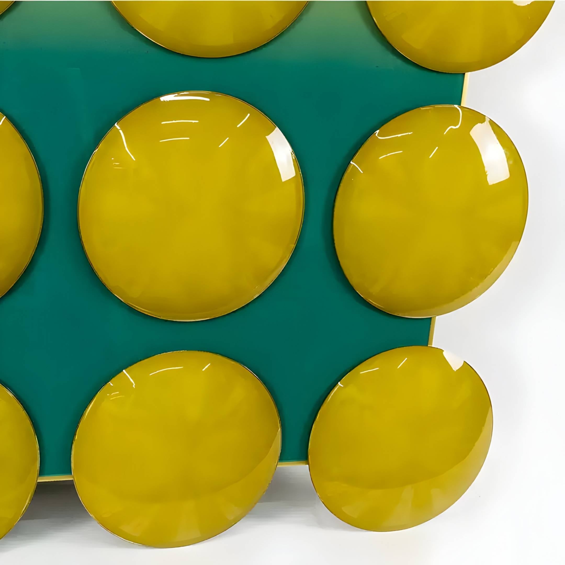 Poplux Grid Yellow & Teal Dome Acrylic 3D Wall Art