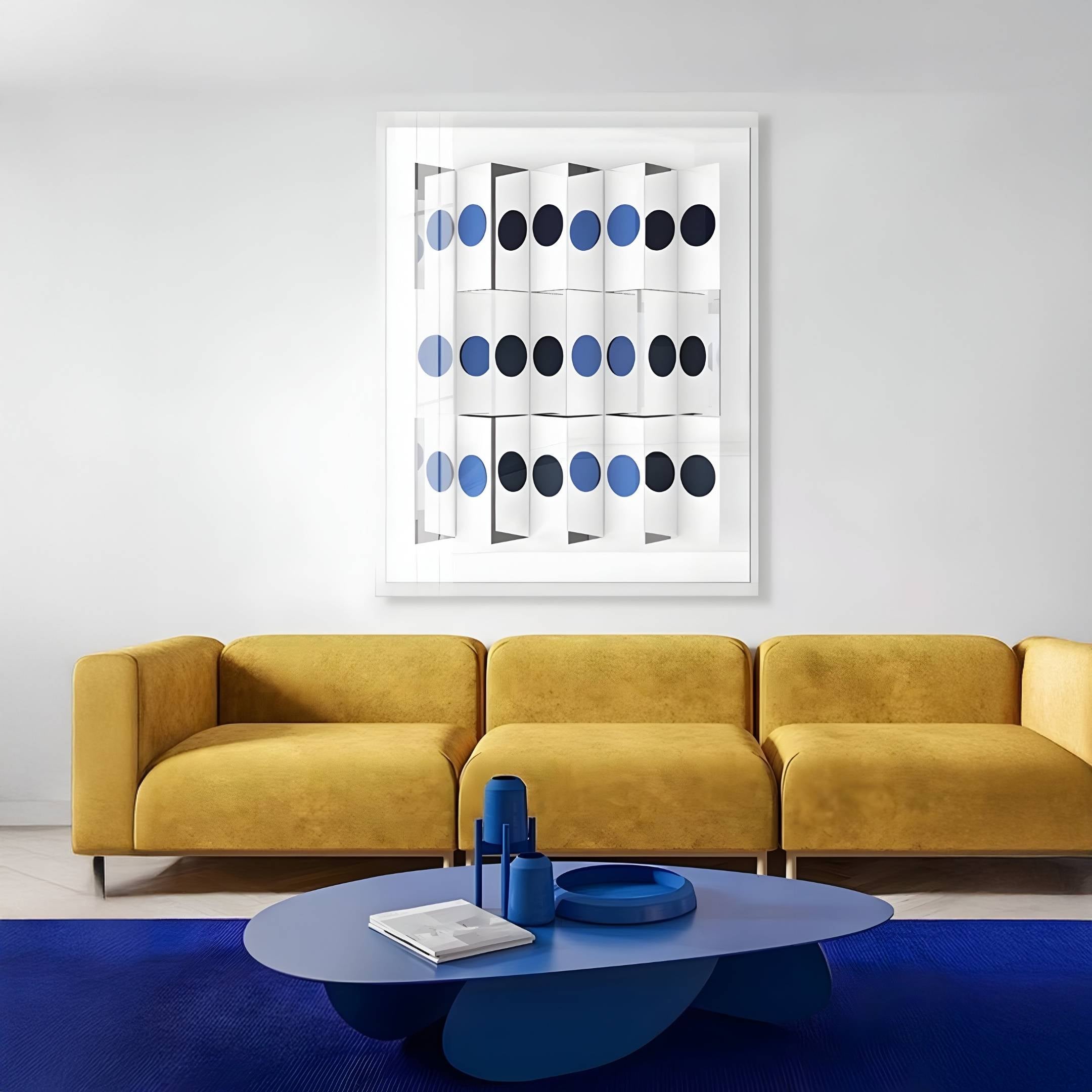 Valdris Blue & Navy Circle Panel Acrylic 3D Wall Art
