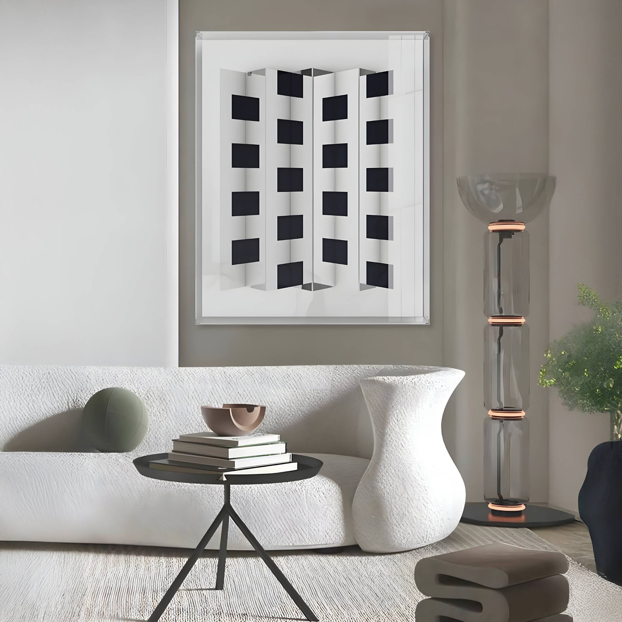 Gridure Black & White Panel Acrylic 3D Wall Art