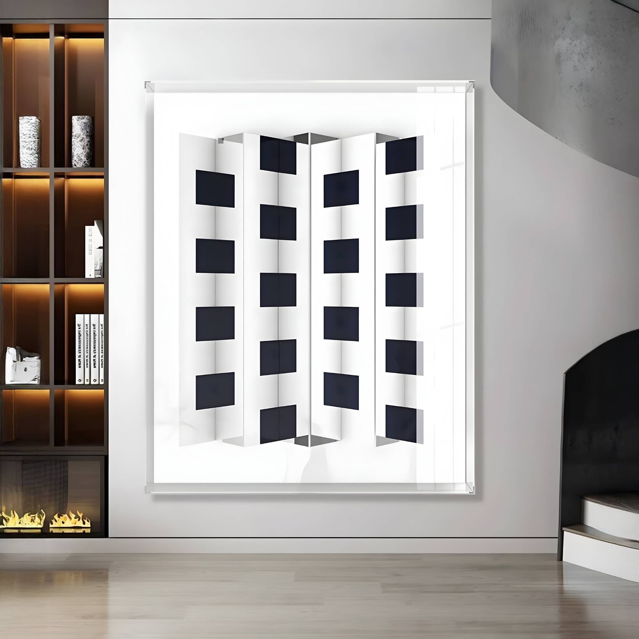 Gridure Black & White Panel Acrylic 3D Wall Art