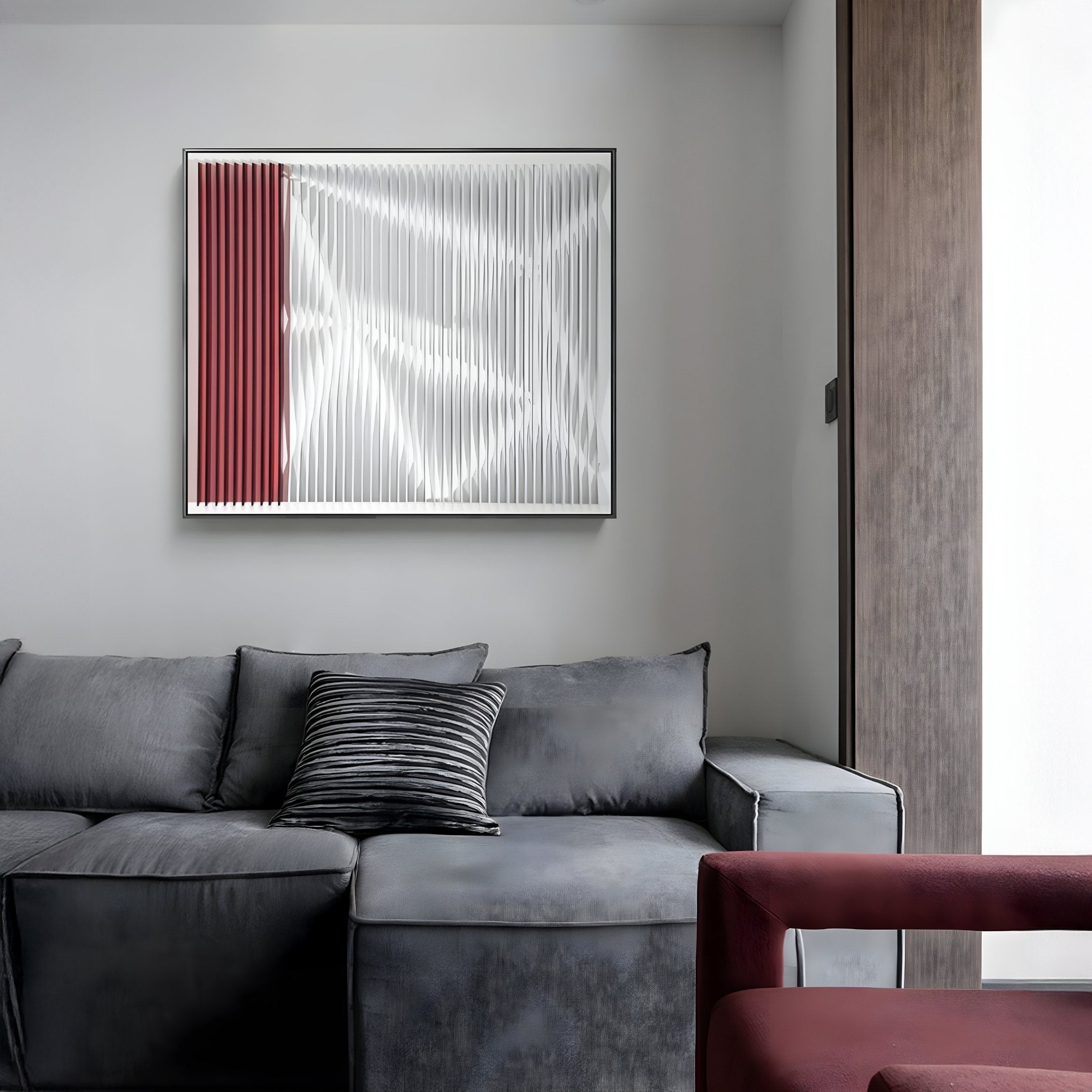 Vistara II Crimson & White Crinkle Texture Acrylic 3D Wall Art
