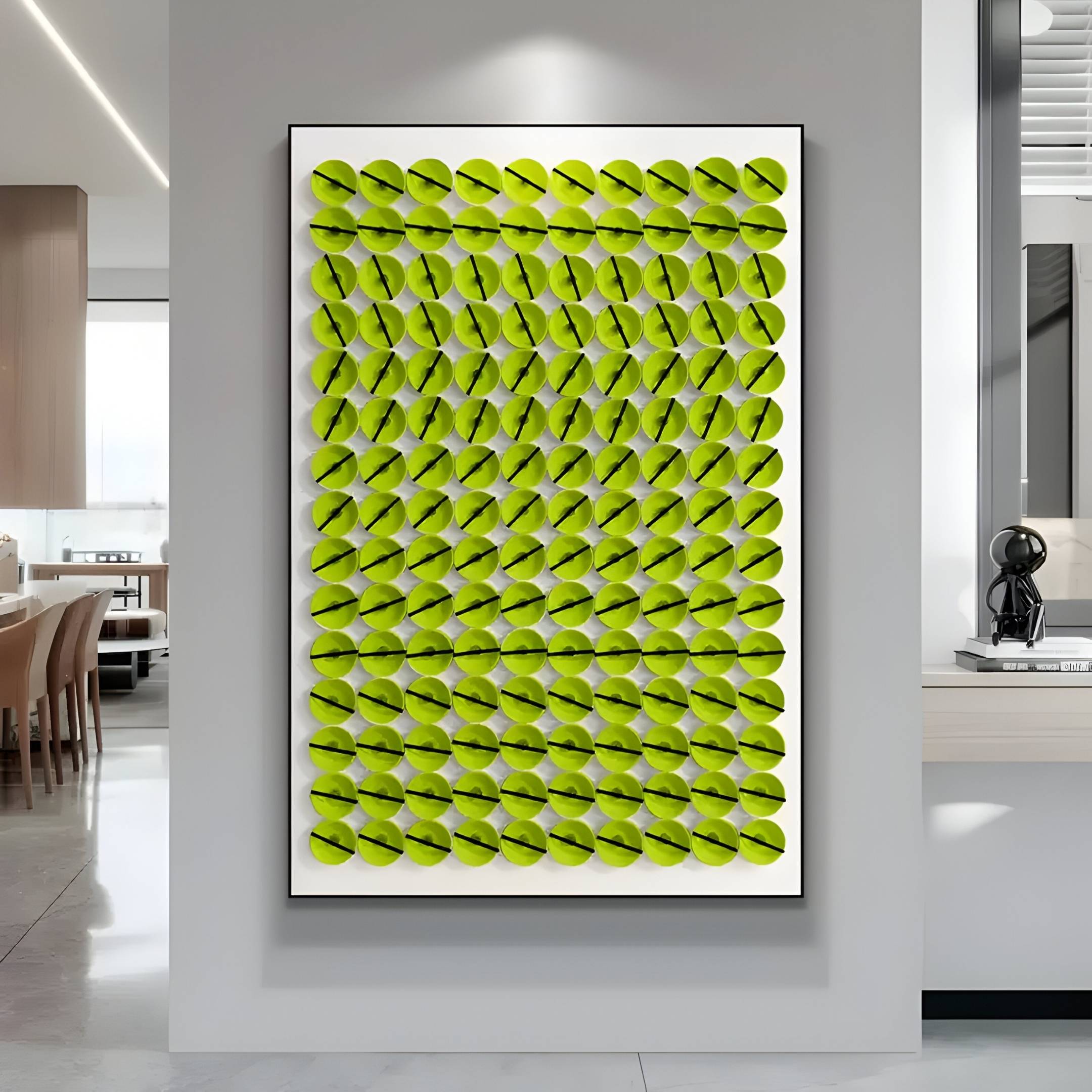 Parella Green Slit Disc Grid Acrylic 3D Wall Art