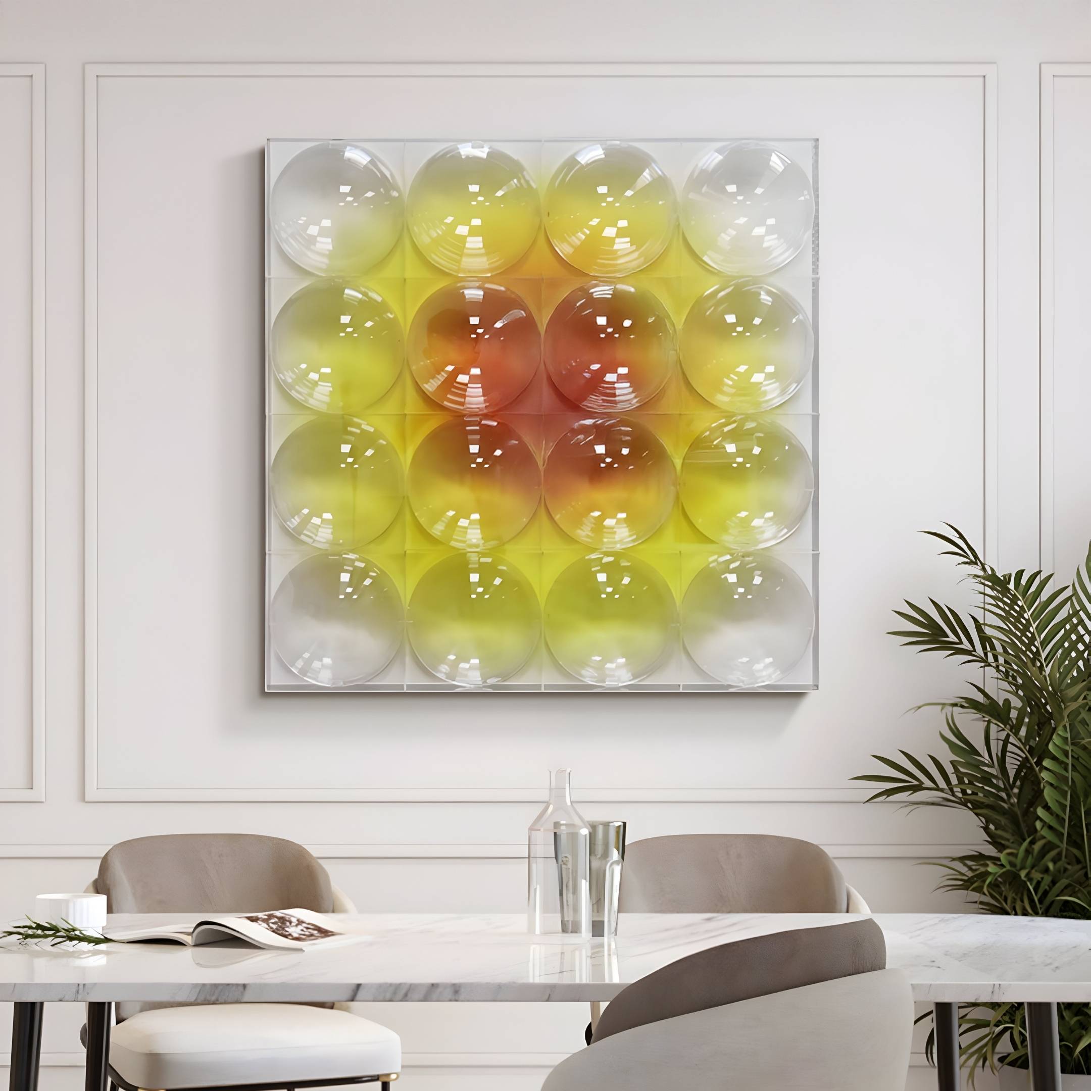 Dromara Lemon Fire Fade Acrylic Square 3D Wall Art