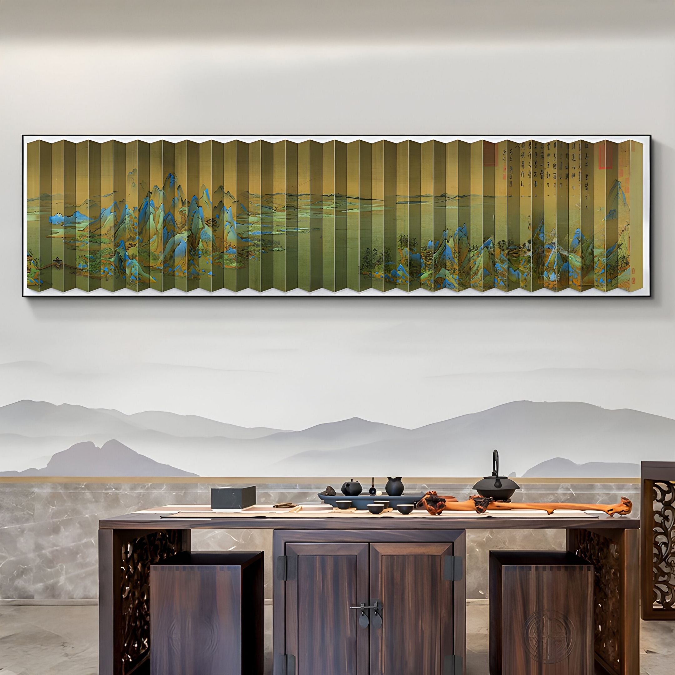 Foldscape Golden Mountains & River Acrylic 3D Wall Art
