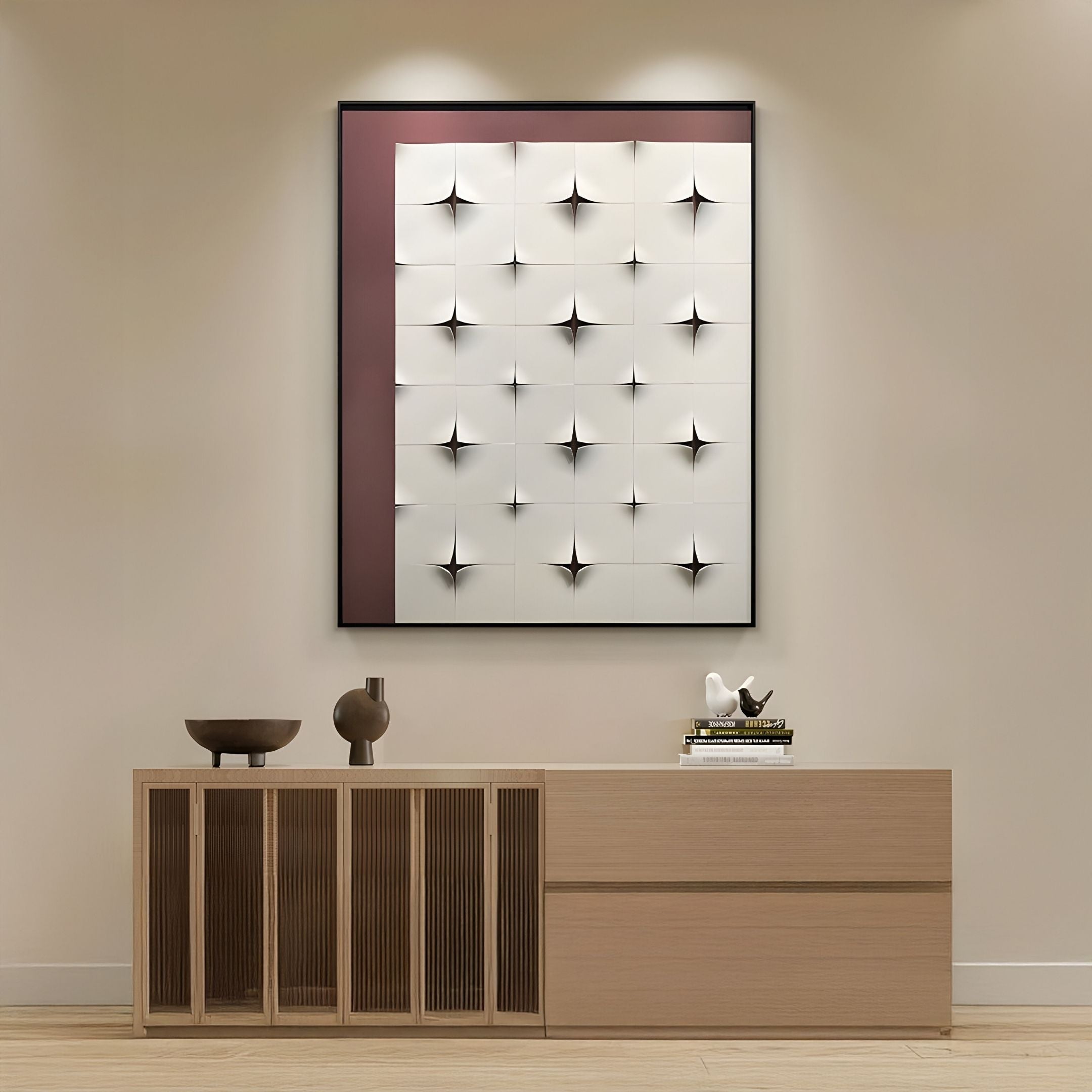 Stellure Rose Mauve & White Folded Acrylic 3D Wall Art