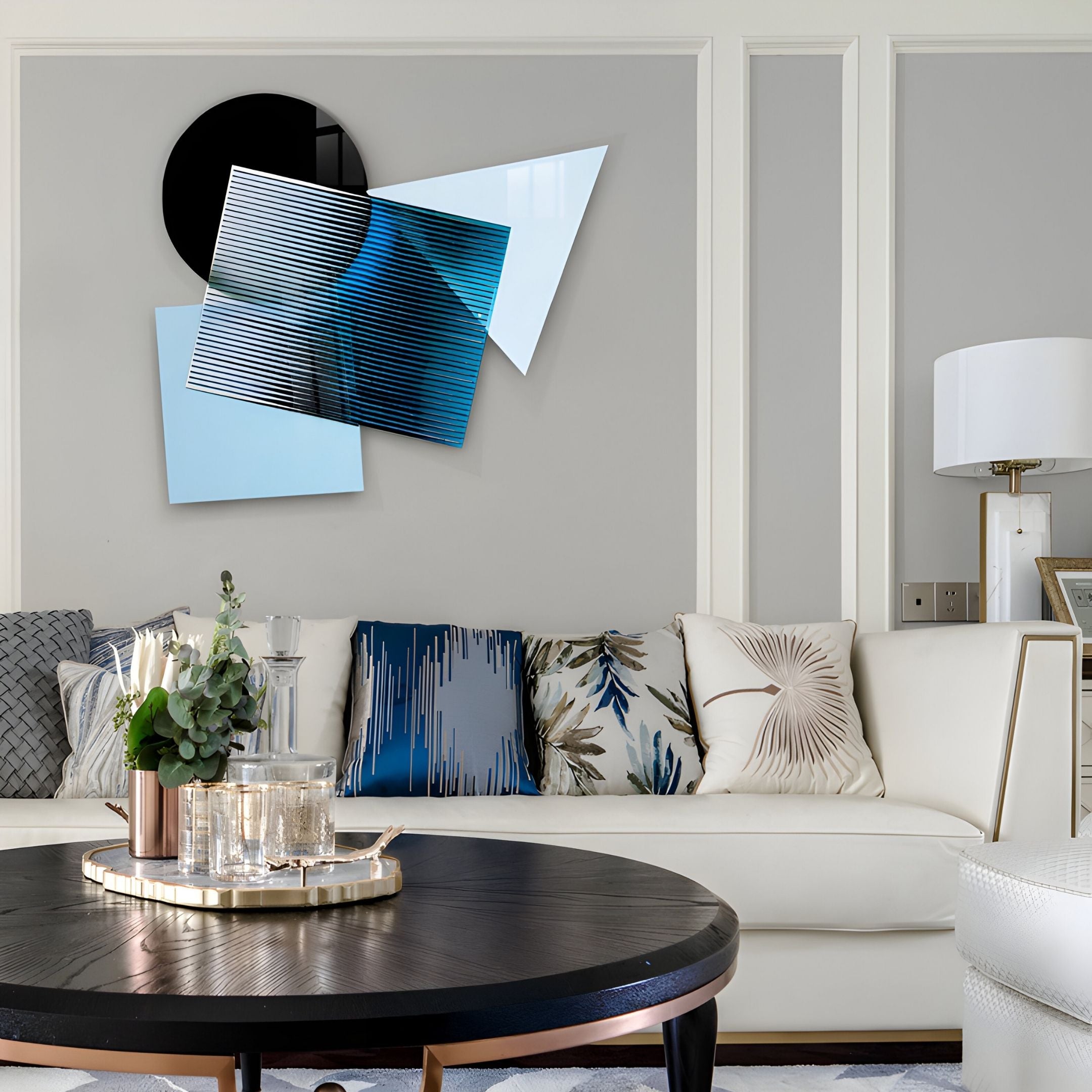 Orbigrad Blue Overlay Geometric Acrylic 3D Wall Art