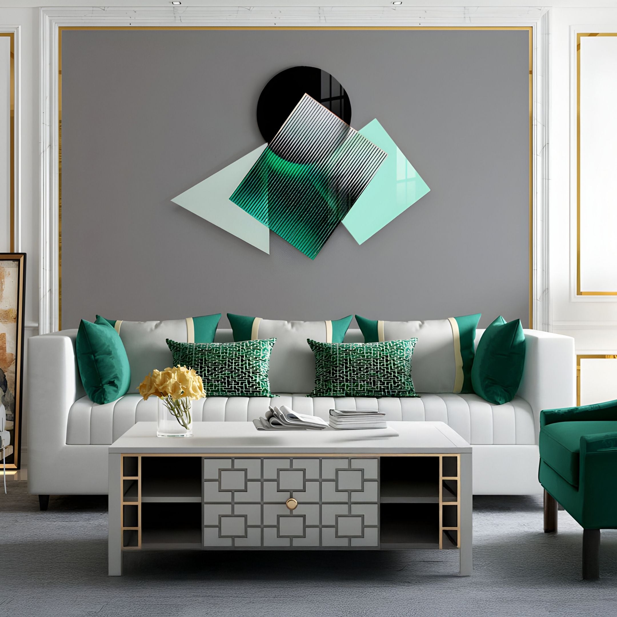 Orbigrad Green Overlay Geometric Acrylic 3D Wall Art
