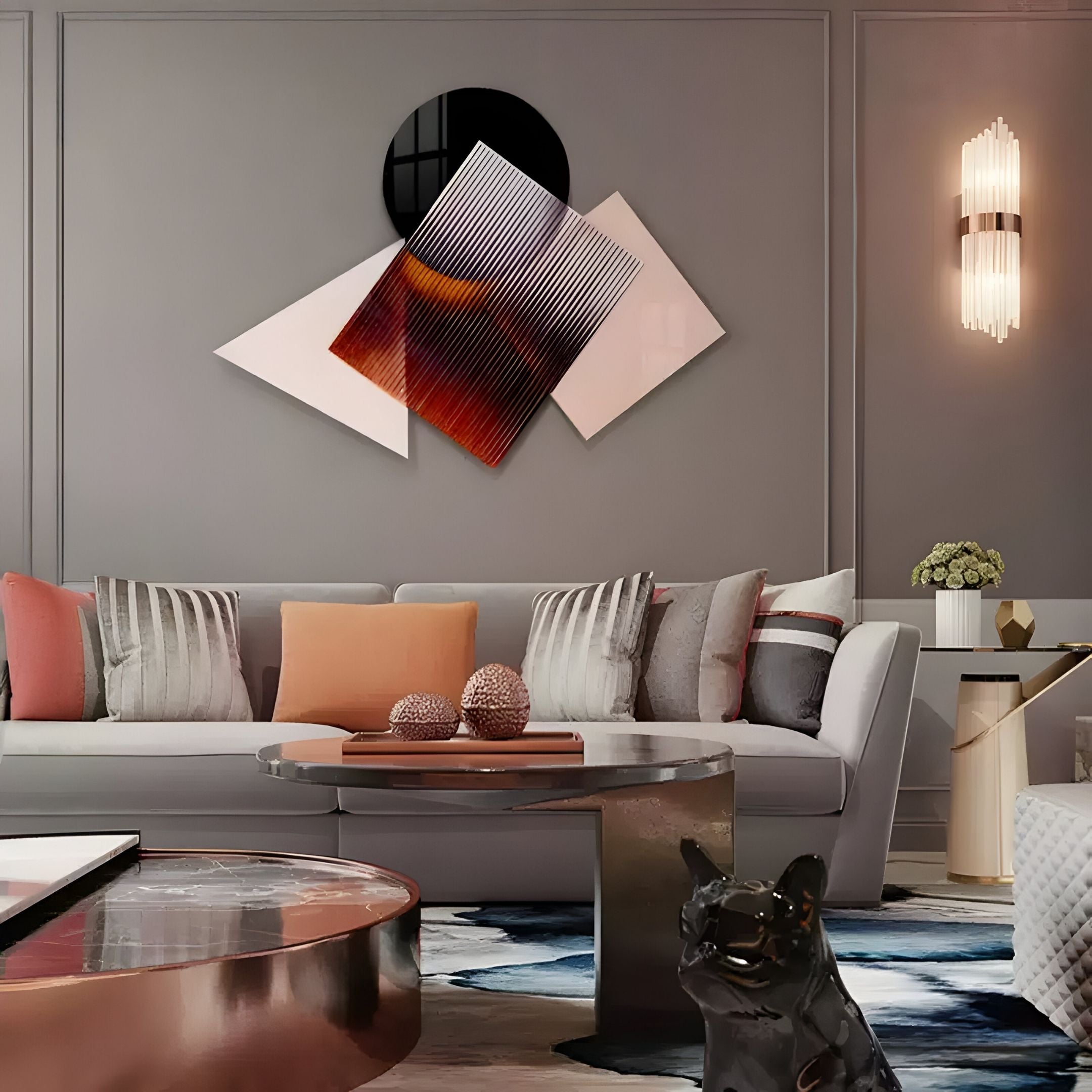 Orbigrad Amber Overlay Geometric Acrylic 3D Wall Art