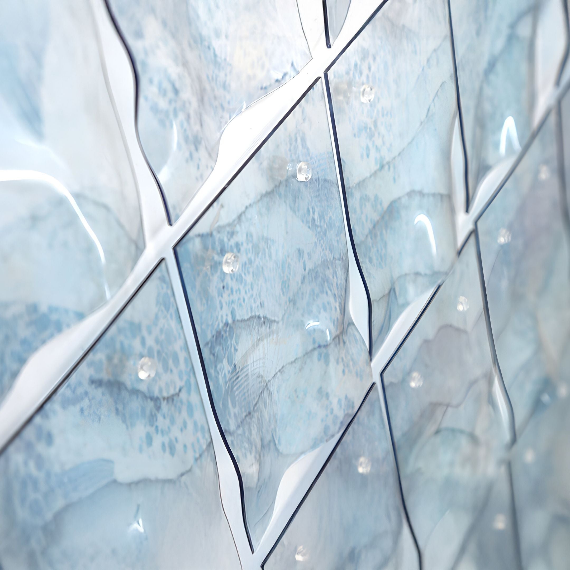 Clarique Aqua Vista Grid Acrylic 3D Wall Art