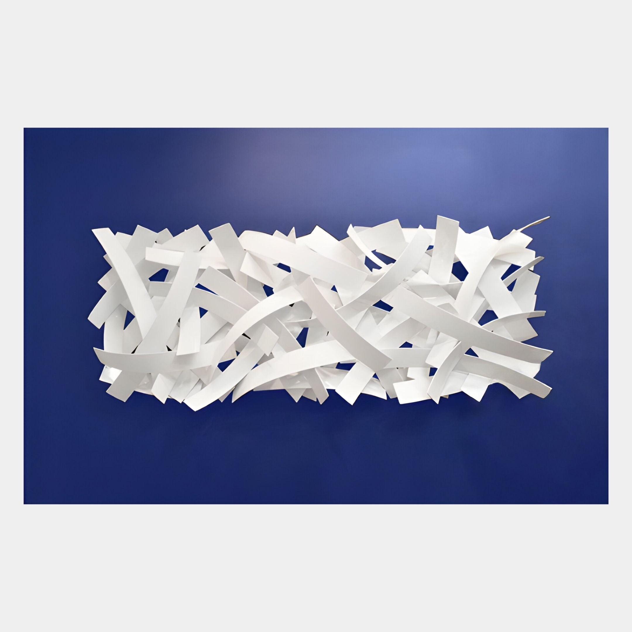Stravira Blue I Sculptural White Metal 3D Wall Art