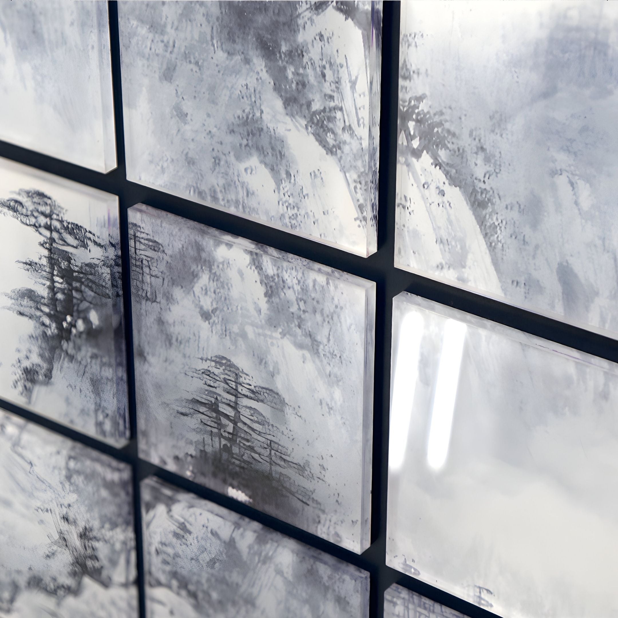 Kanshiro Black Panelled Landscape Acrylic 3D Wall Art