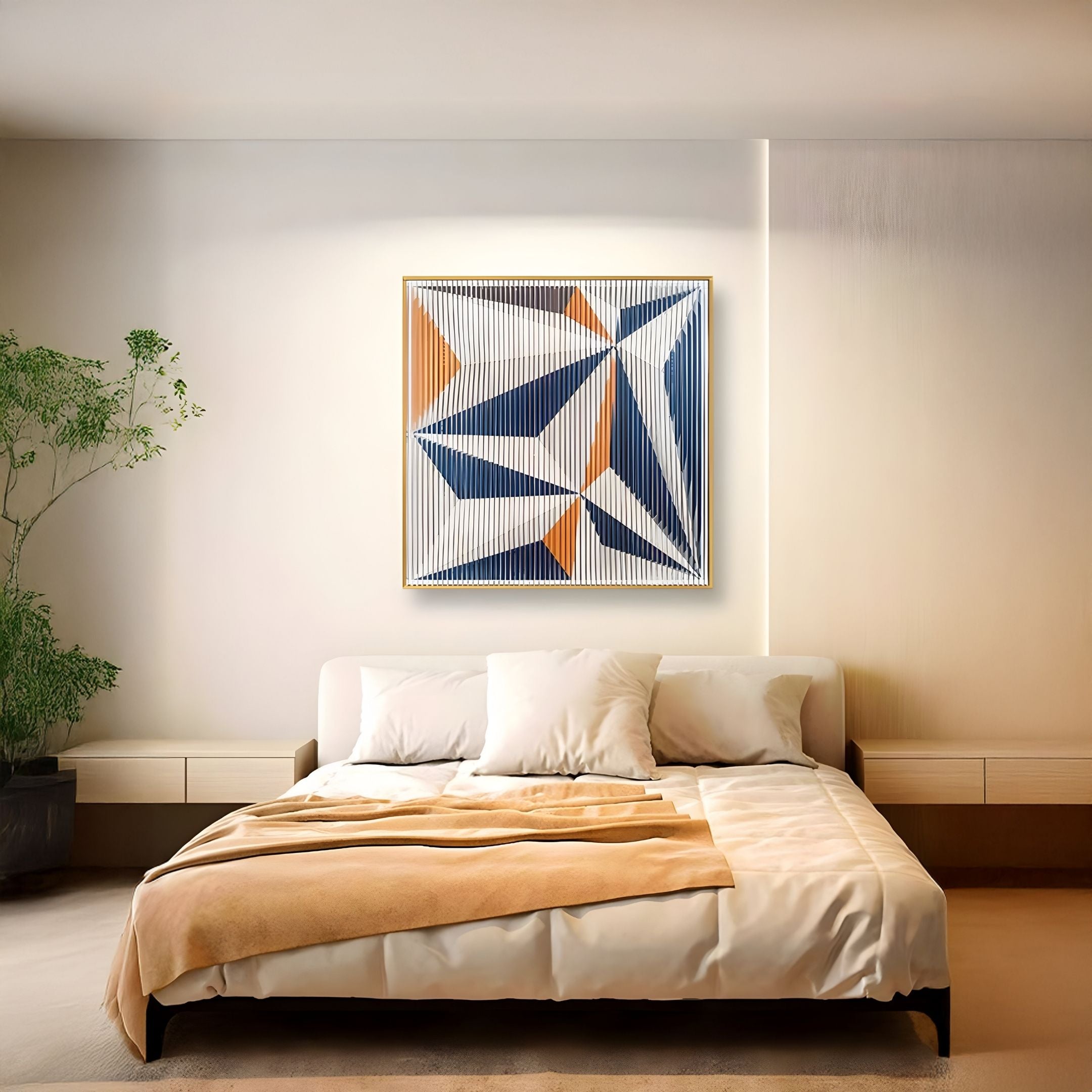 Valtrix Multicolour Geometric Stripe Acrylic 3D Wall Art