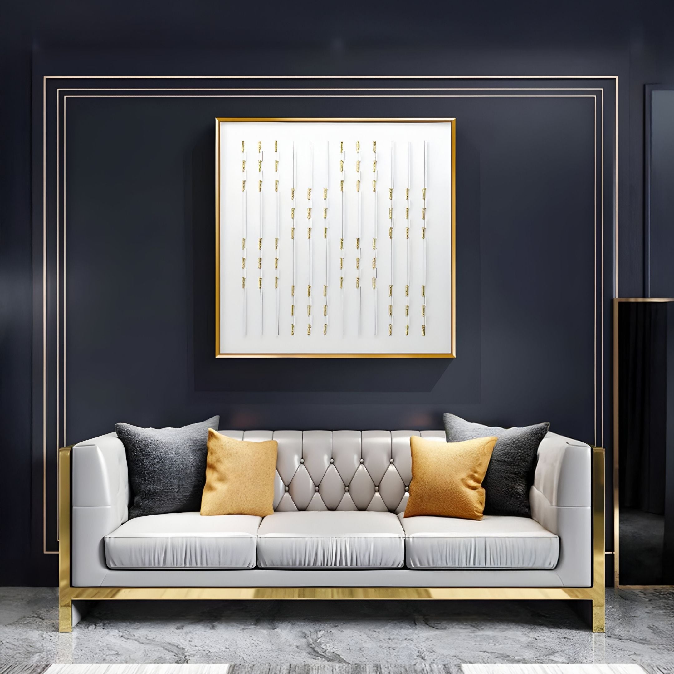 Linquora Vertical Rhythm Gold Foil Acrylic 3D Wall Art