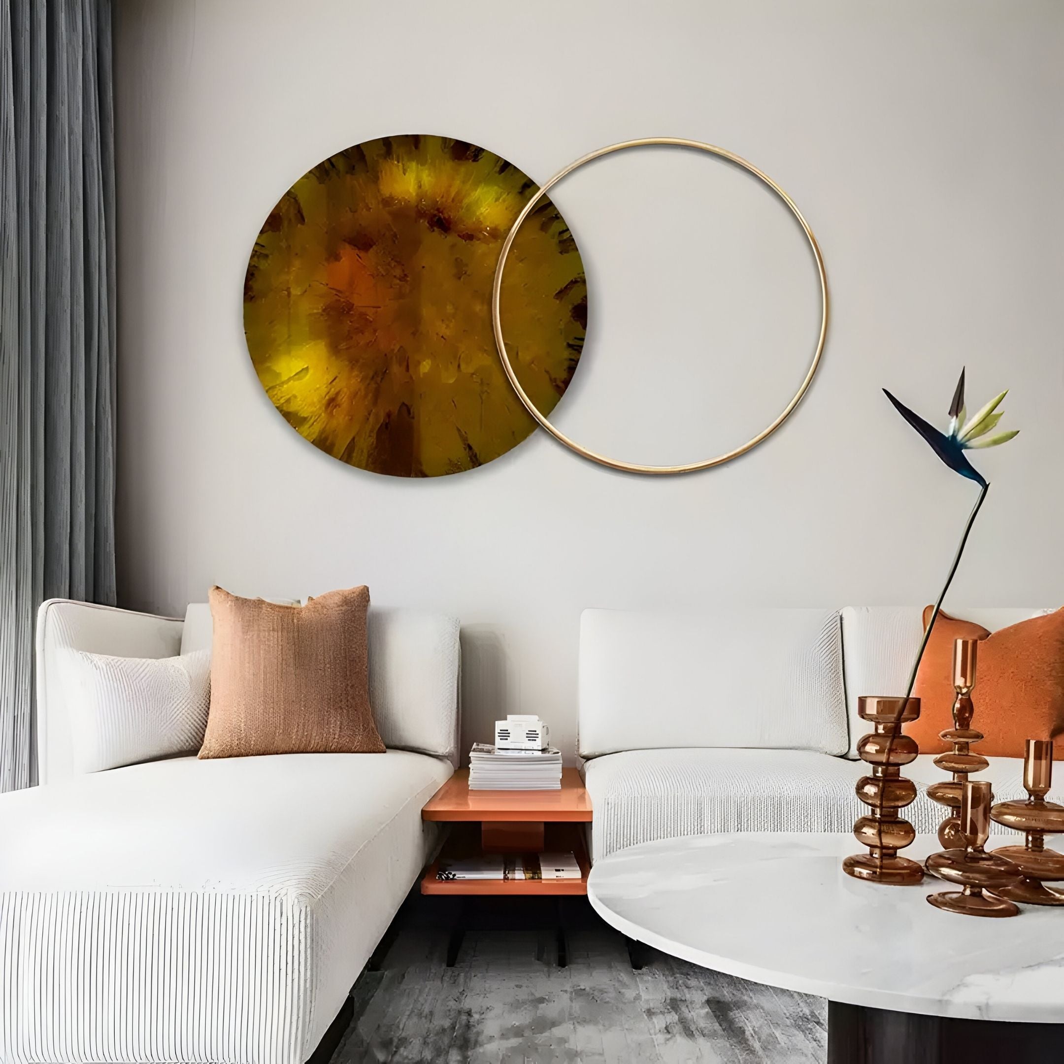 Auricara Amber Disc & Metal Ring 3D Wall Art