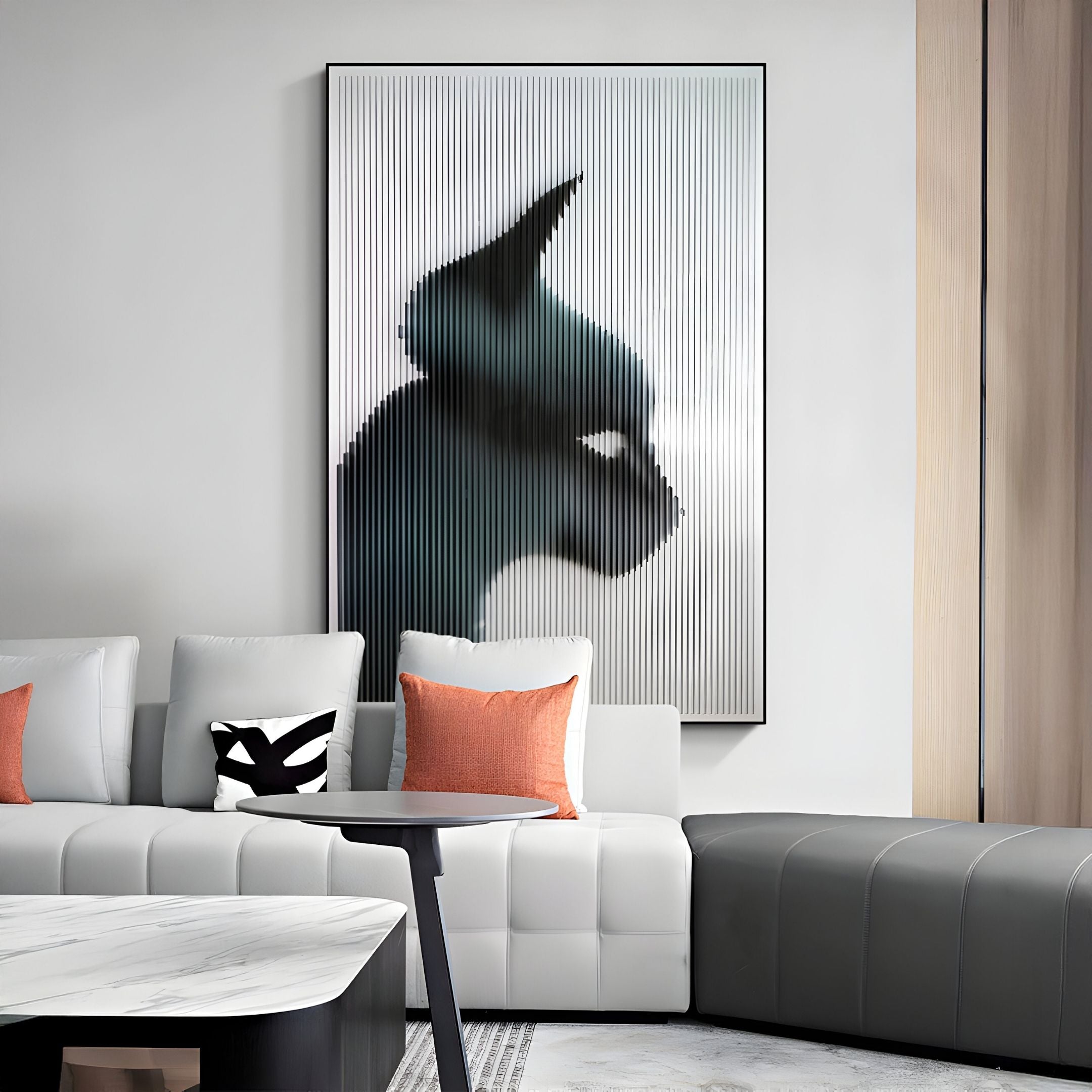 Panthra Shadow Black Acrylic Stripe 3D Wall Art