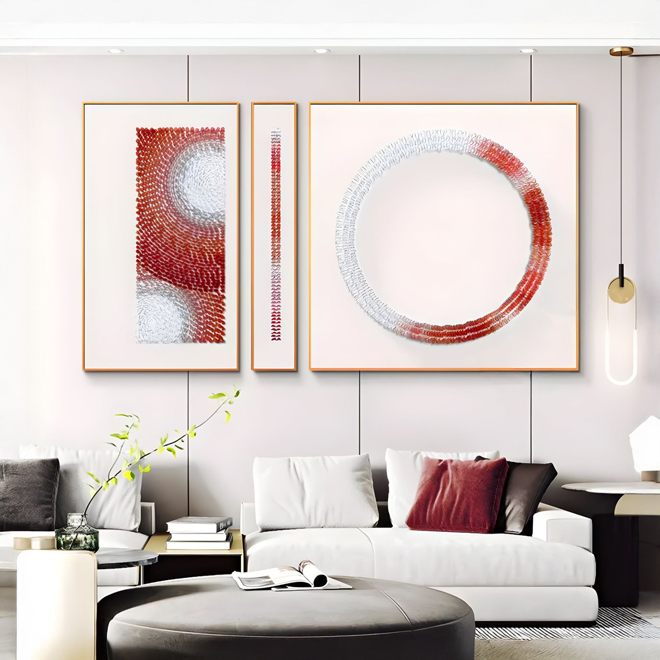 Virelium 3-Set Flame Gradient Single Ring I Acrylic 3D Wall Art