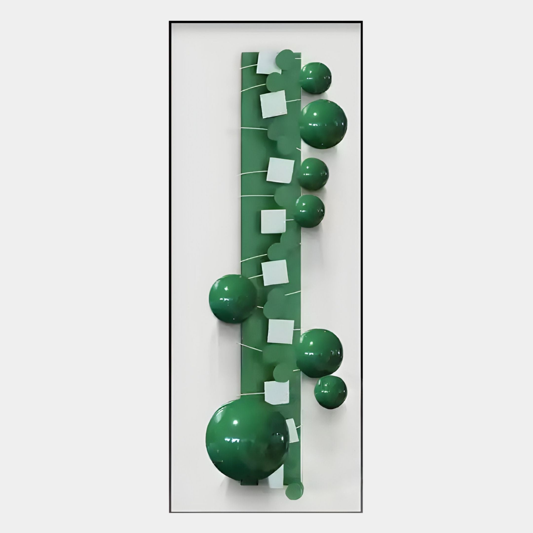 Orbevo White & Green Sphere Vertical 3D Acrylic Wall Art
