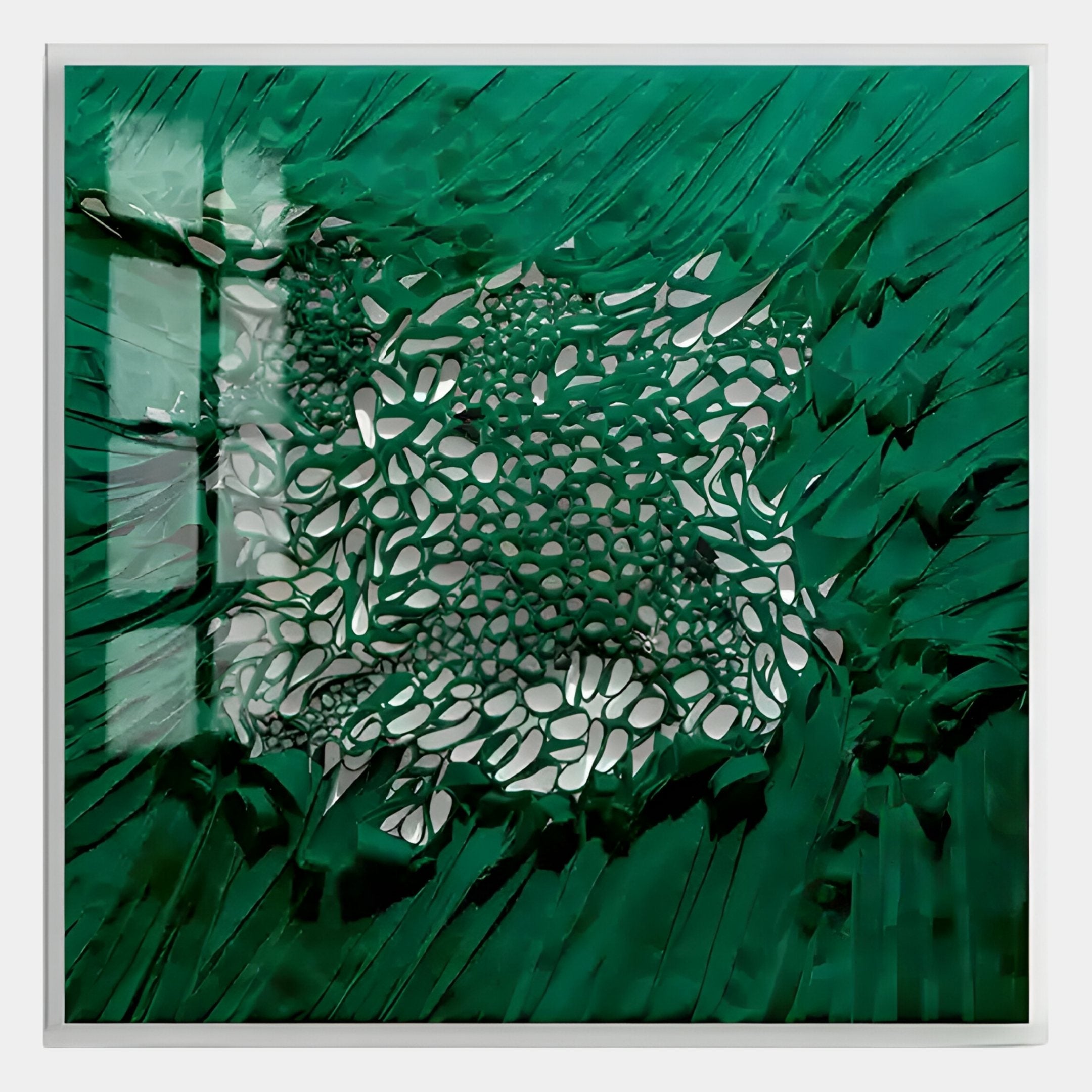 Velorra Emerald Green Bloom Ribbon Acrylic Frame 3D Wall Art