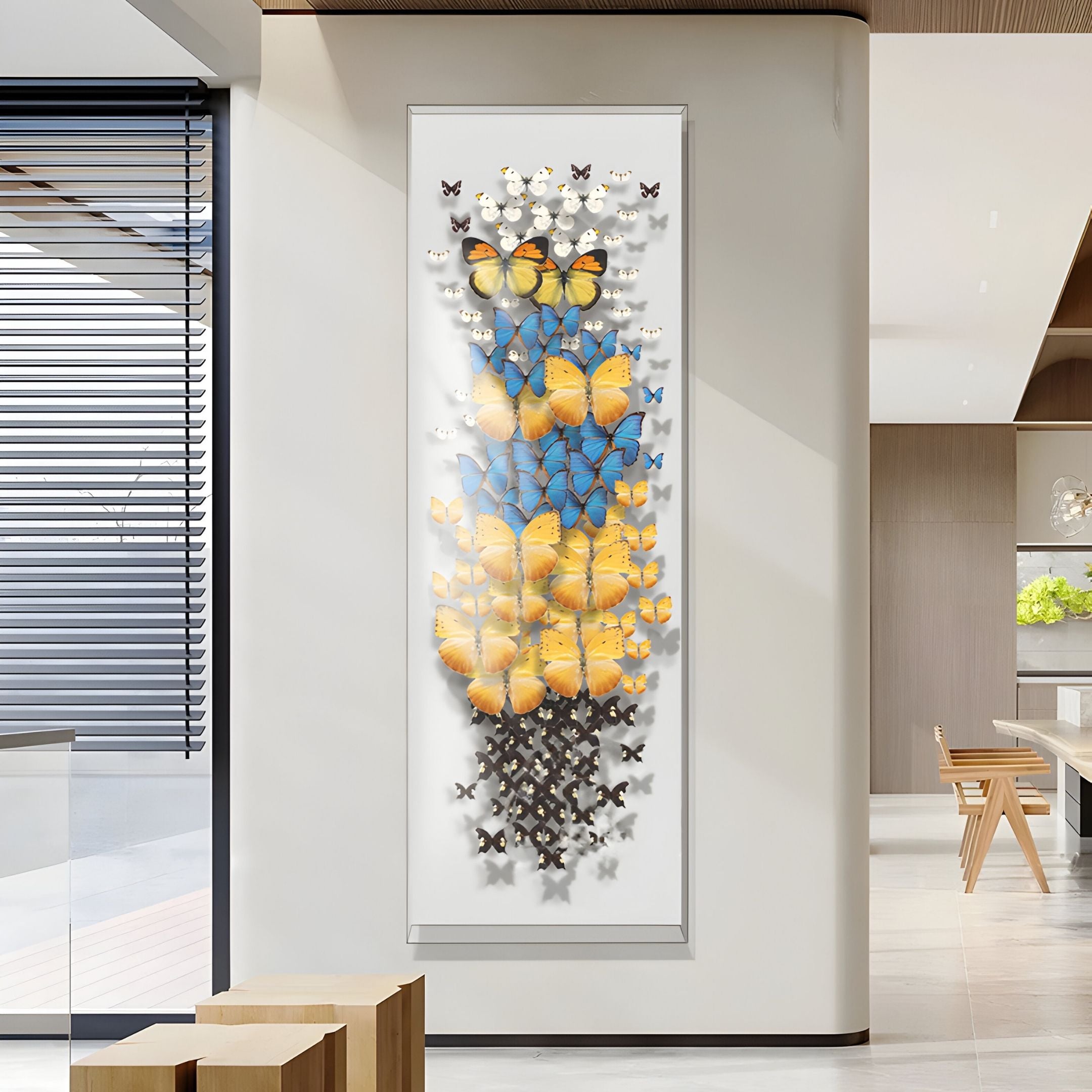 Papillora Blue & Yellow Gradient Butterfly Acrylic 3D Wall Art