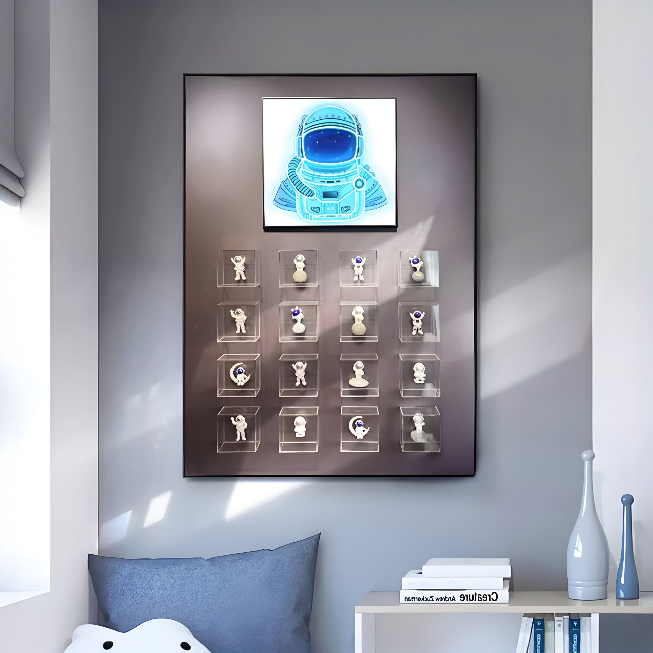 Iconivault Astronaut Display With Neon Space Helmet 3D Wall Art