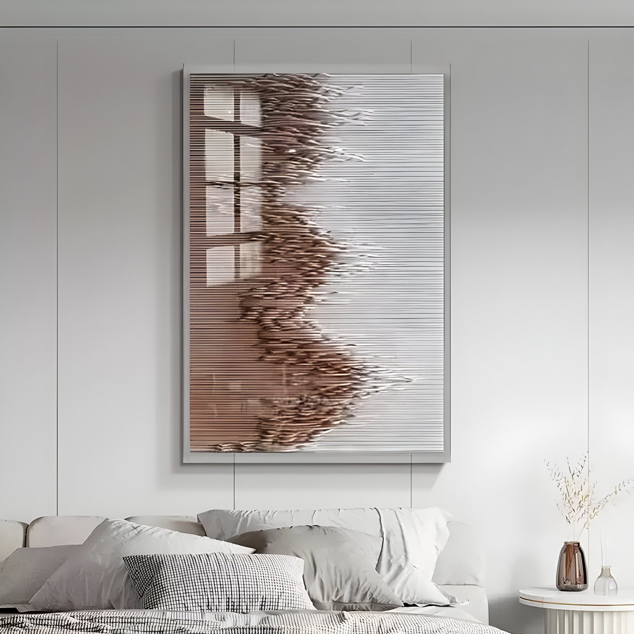 Tessa Walnut Ridges Wood Carving 3D Wall Art
