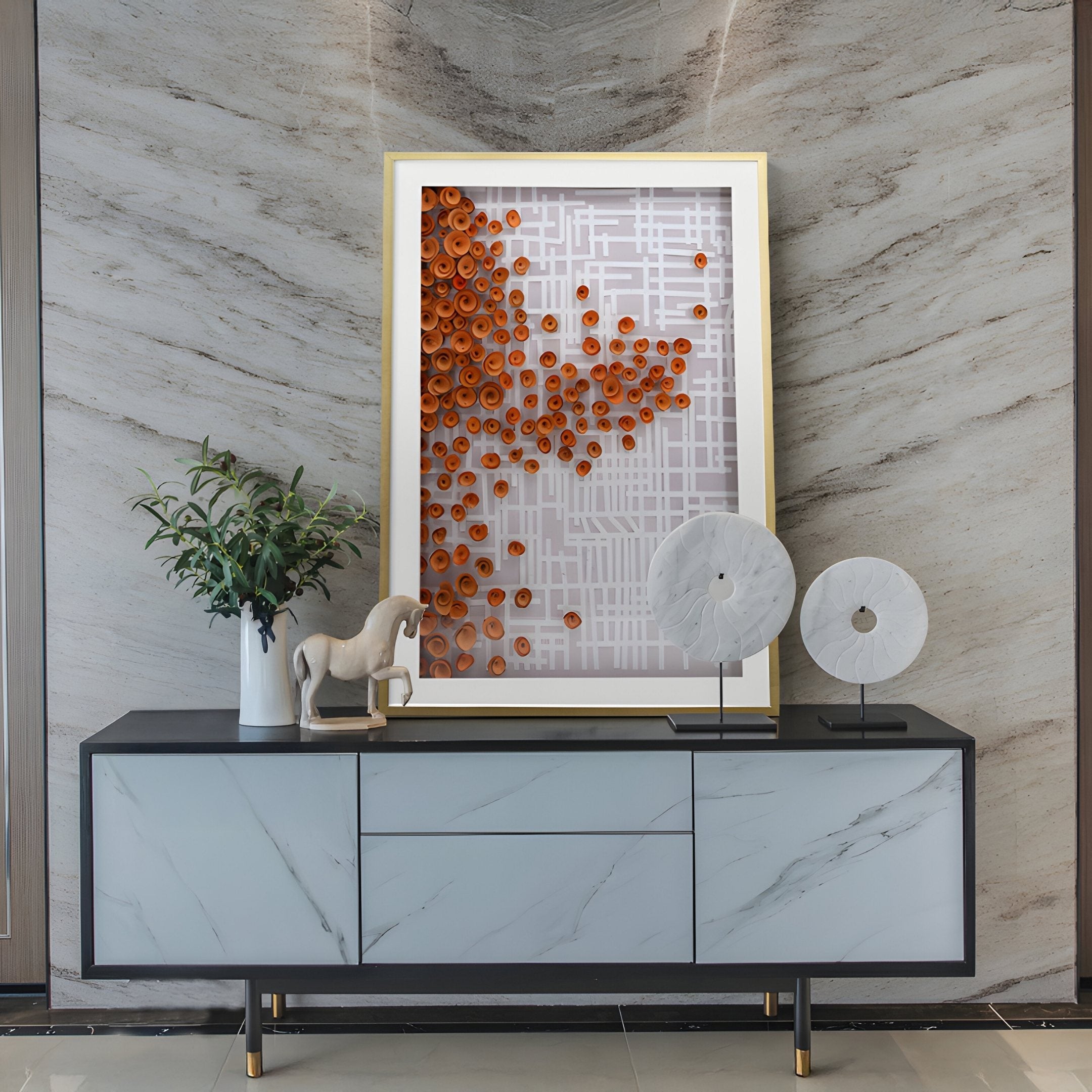 Flourish II Red Flower Sawdust 3D Wall Art