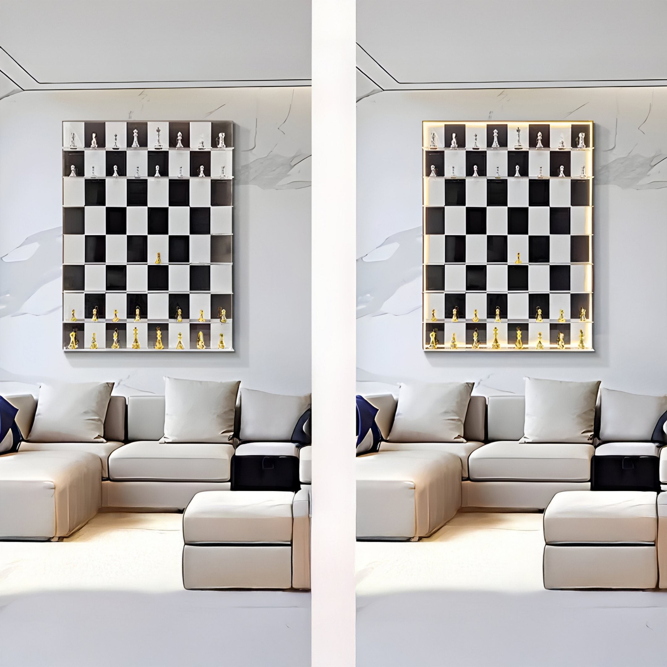 Strategix Black & White Chessboard Acrylic 3D LED Wall Art