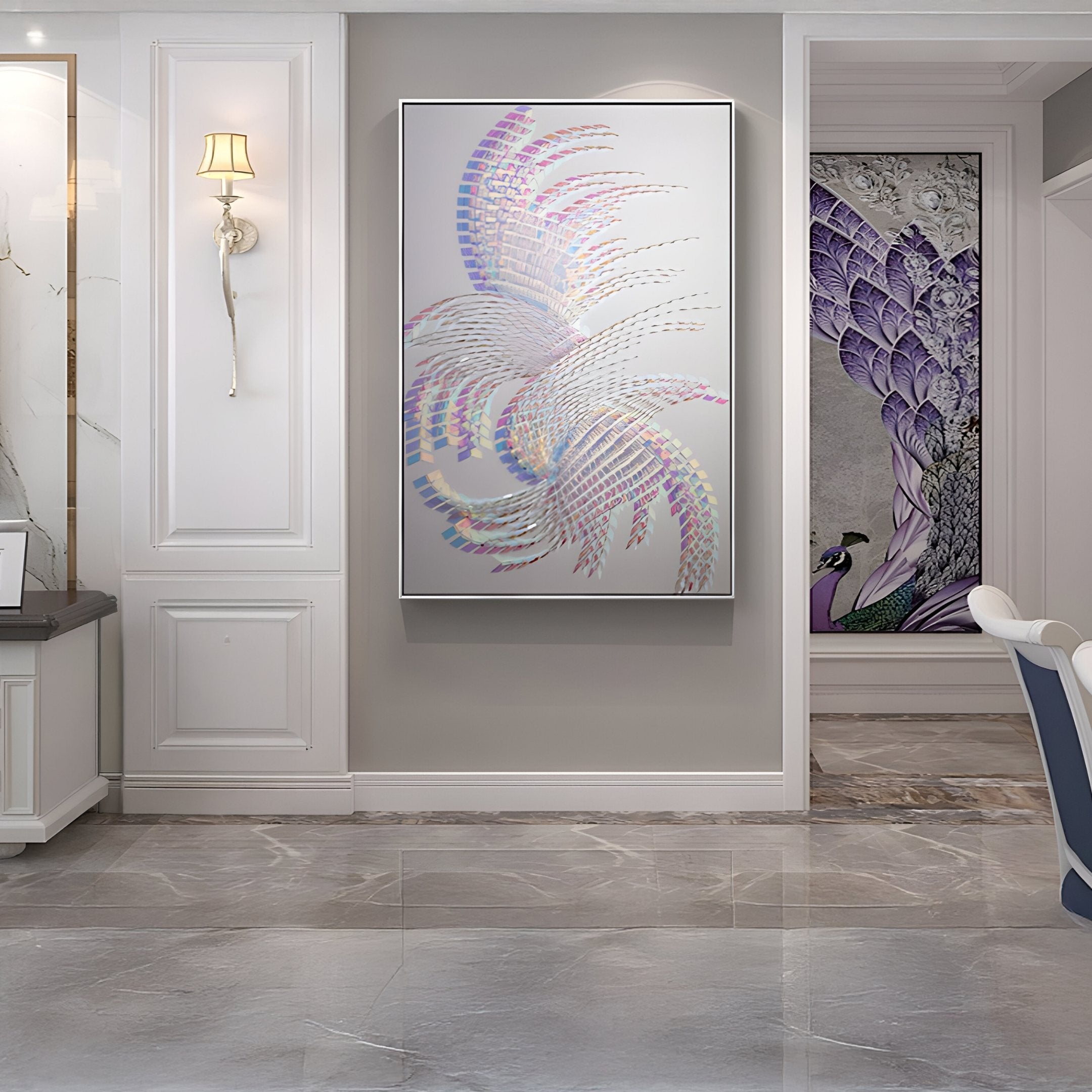 Lustra Iridescent Feather Motion Acrylic 3D Wall Art