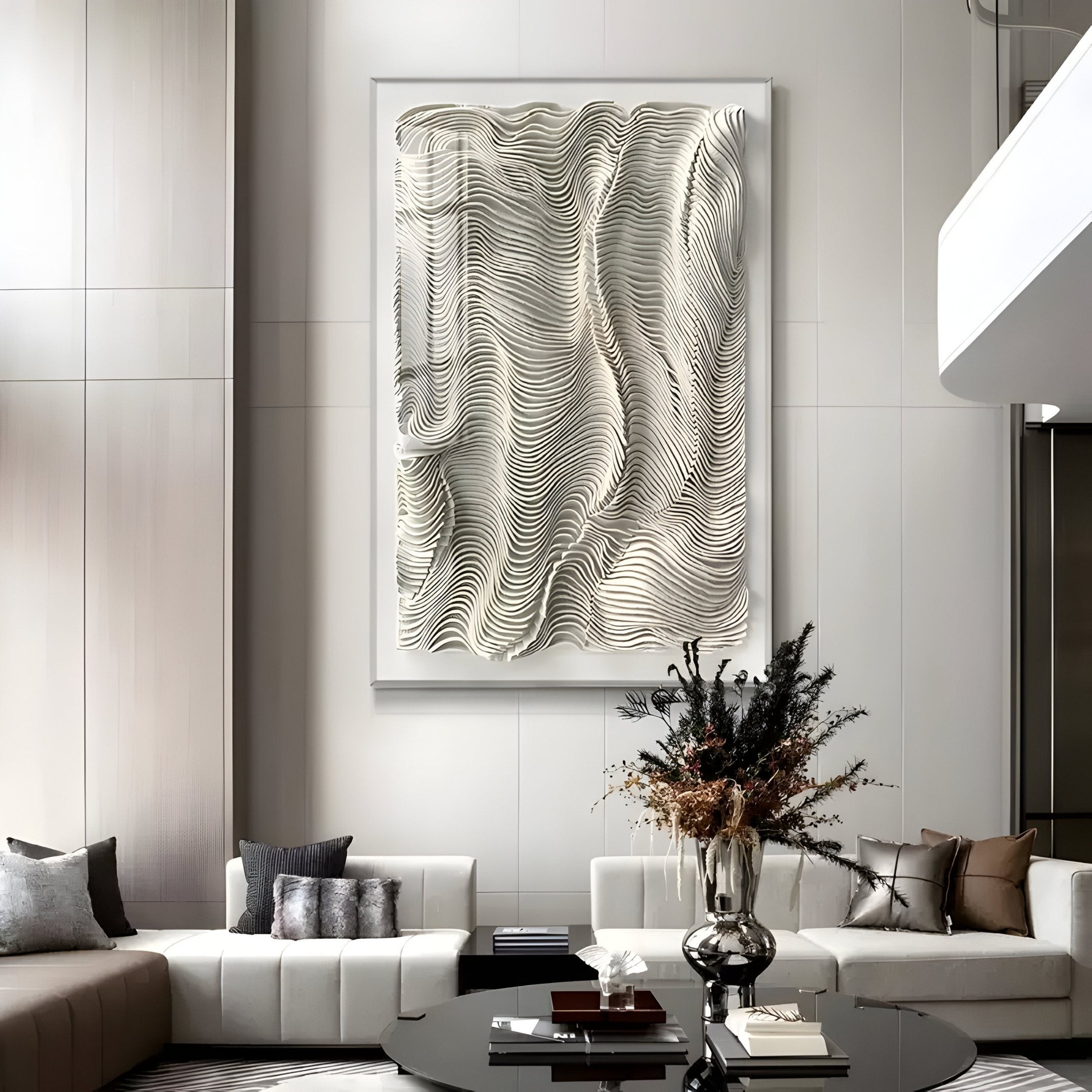 Contour Stone Grey Fluid Terrain Lines Felt 3D Wall Art