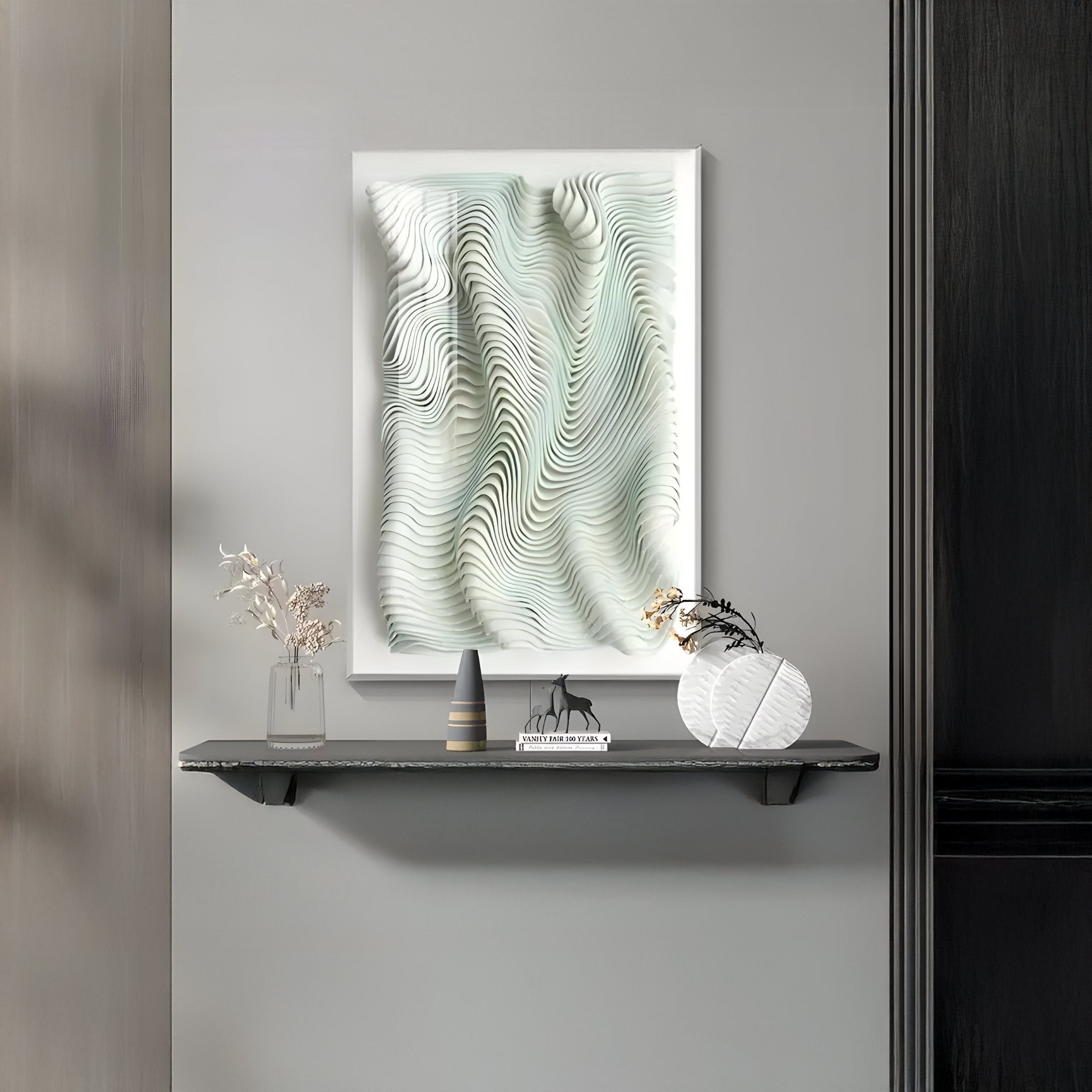 Contour Mint Veil Soft Sculpted Curves Felt 3D Wall Art